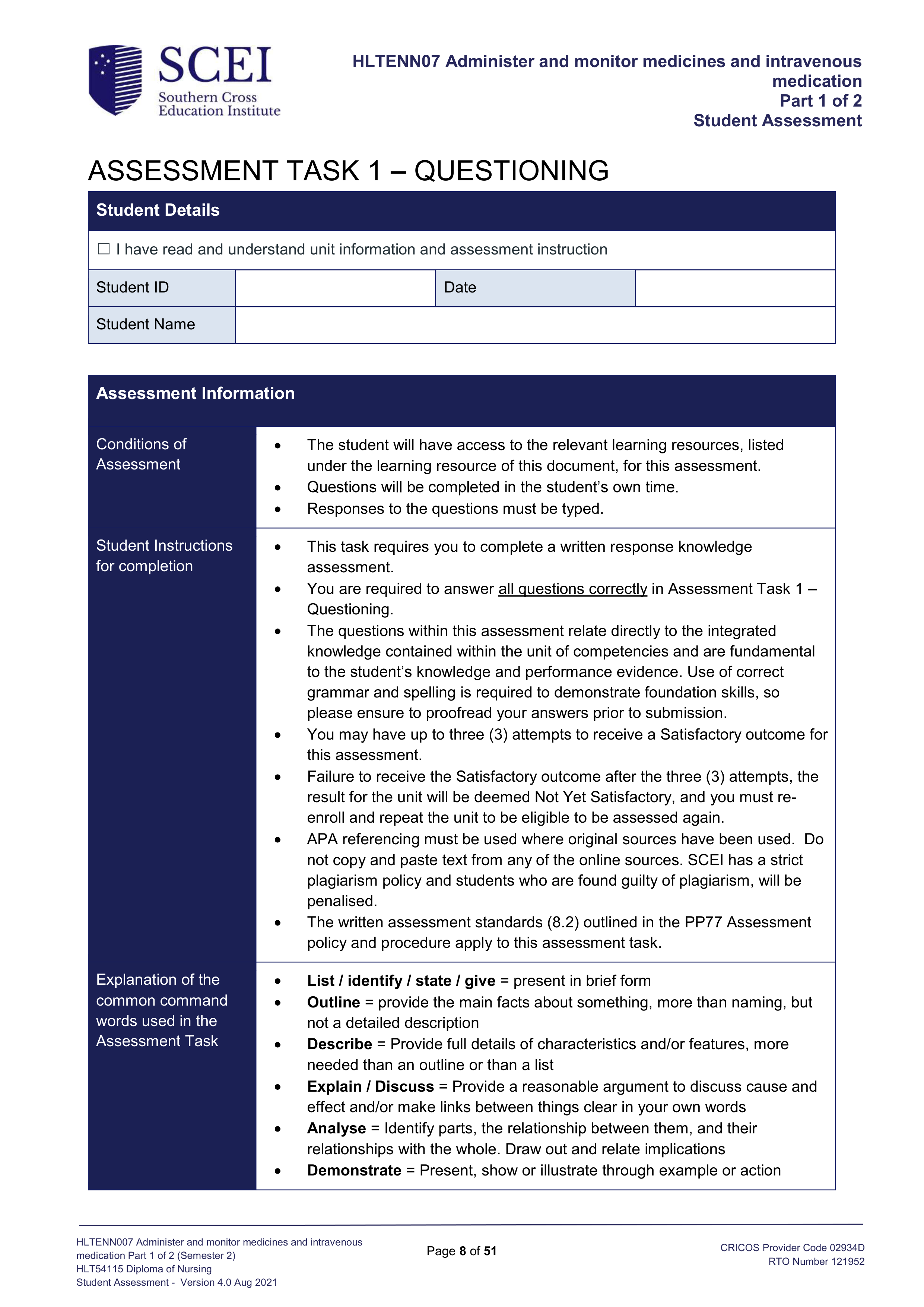 HLTENN007 Student Assessment Task 1 - Questioning (Interactive).pdf_dft5wsnexdl_page1