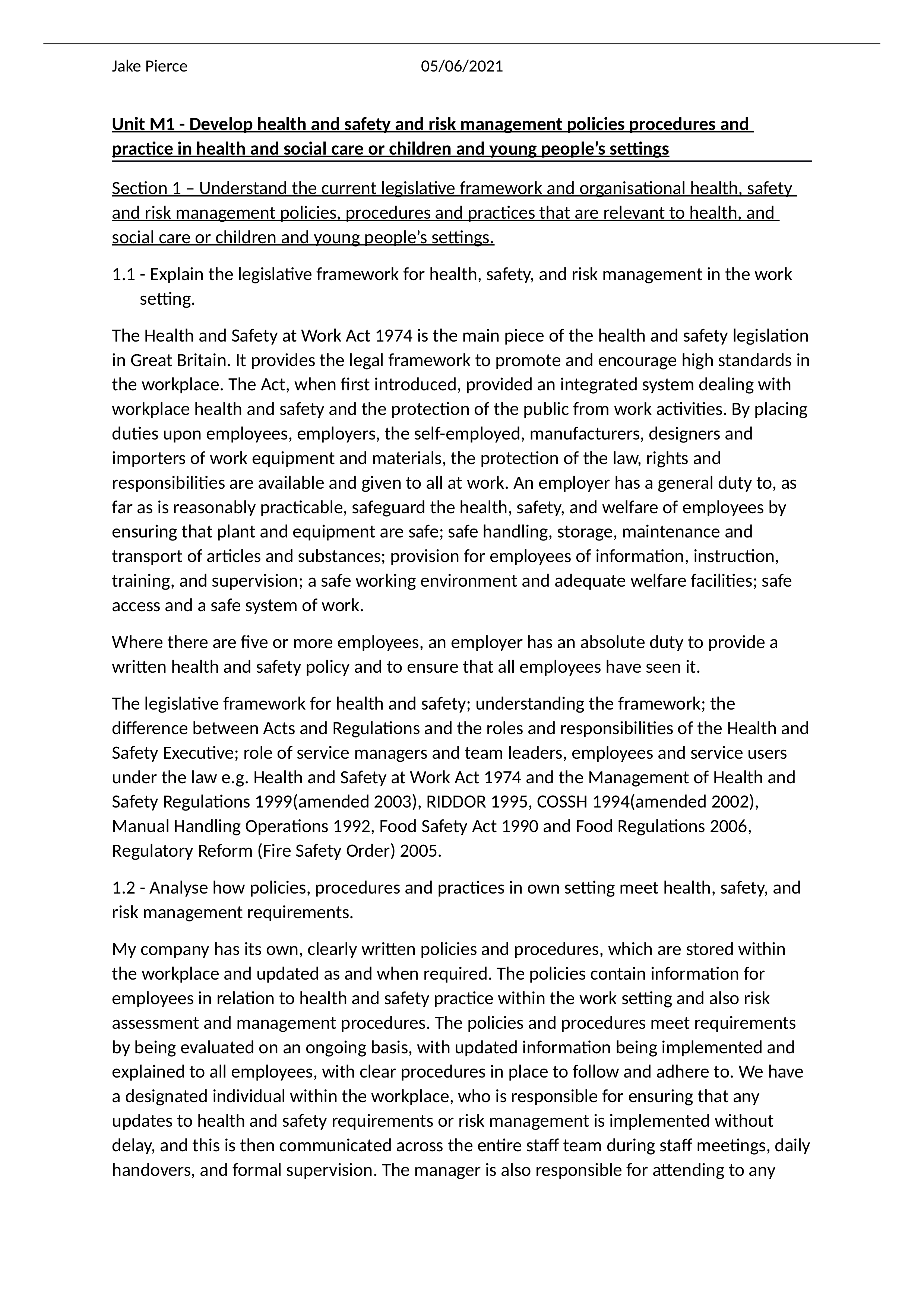 M1 - Develop health and safety and risk management policies procedures and practice in health and so_dftx8nrygqj_page1