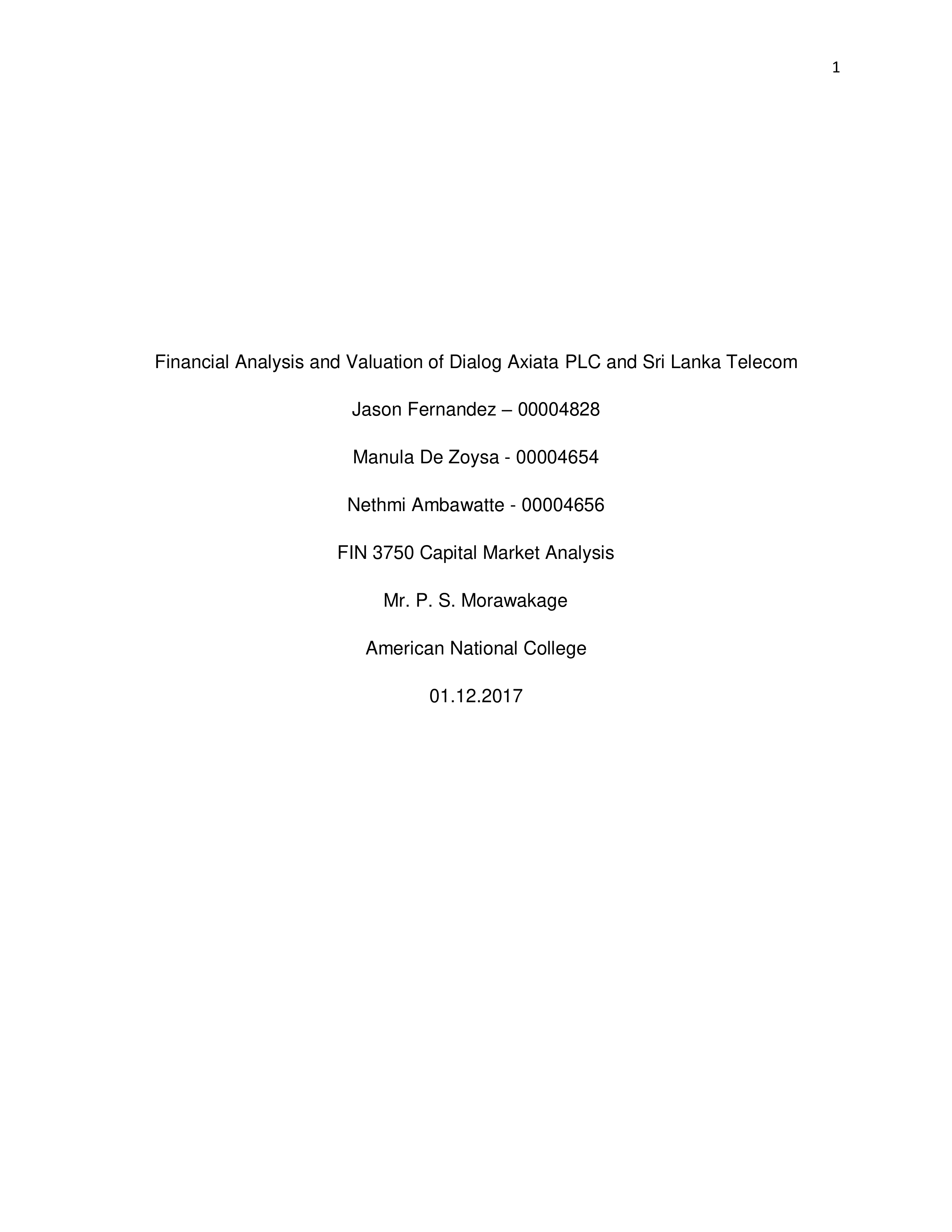 Financial Analysis and Valuation of Dialog Axiata PLC and Sri Lanka Telecom.pdf_dgtepto7emm_page1