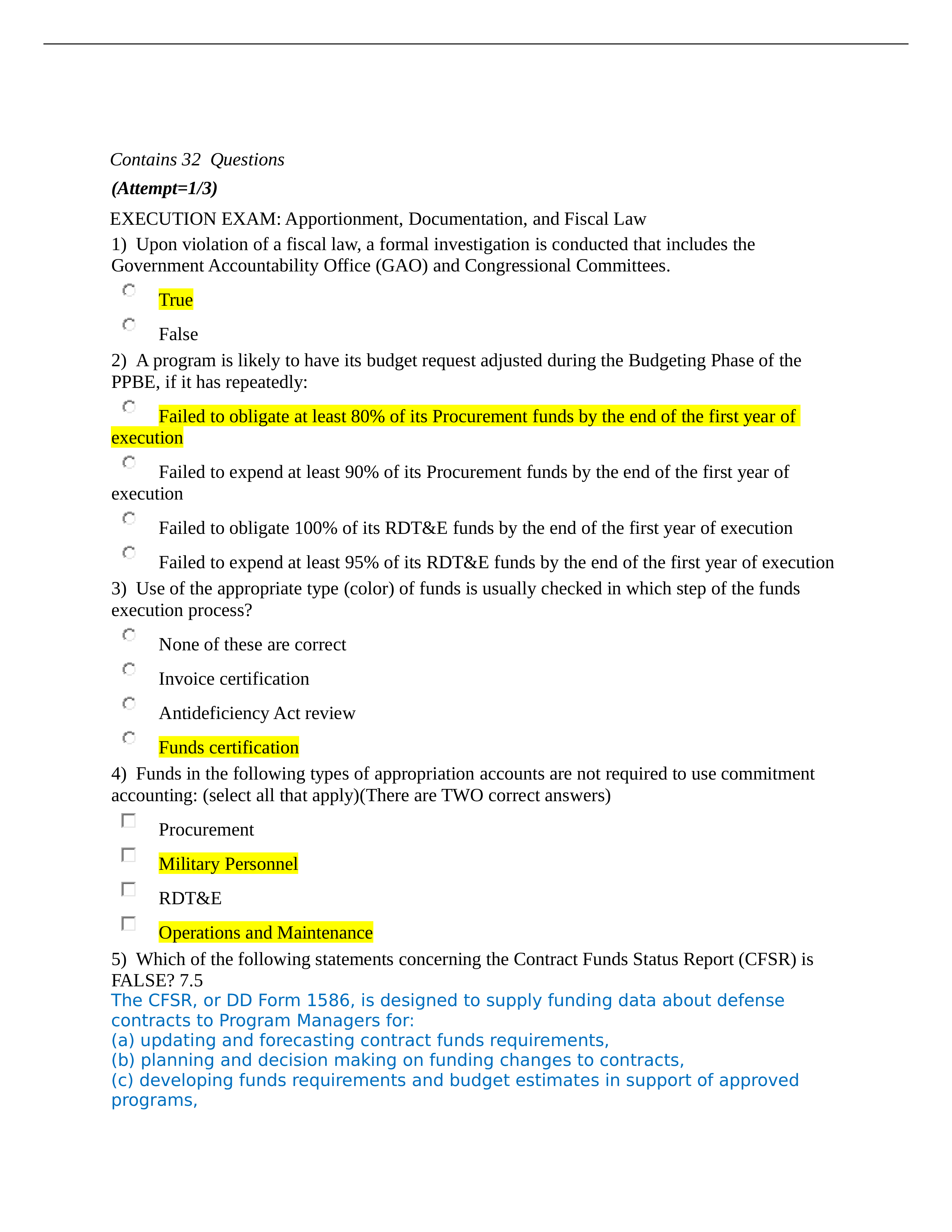 BCF 110 EXAM 9 Questions - EXECUTION_Apportionment, Documentation, and Fiscal Law  1st Attempt.doc_dh2ww51zmi1_page1