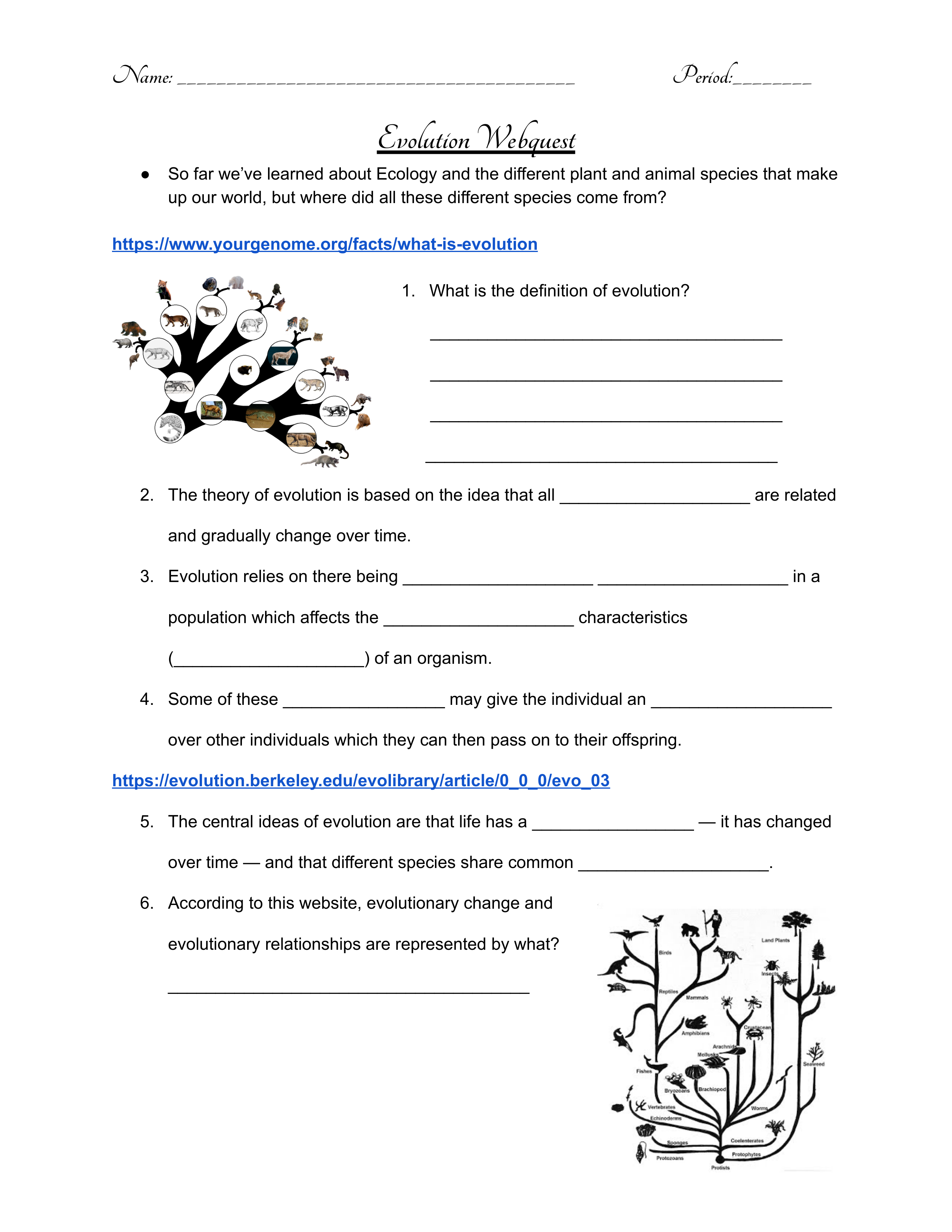 Introduction to Evolution Web Quest Packet (2).pdf_di1b9chk03w_page1