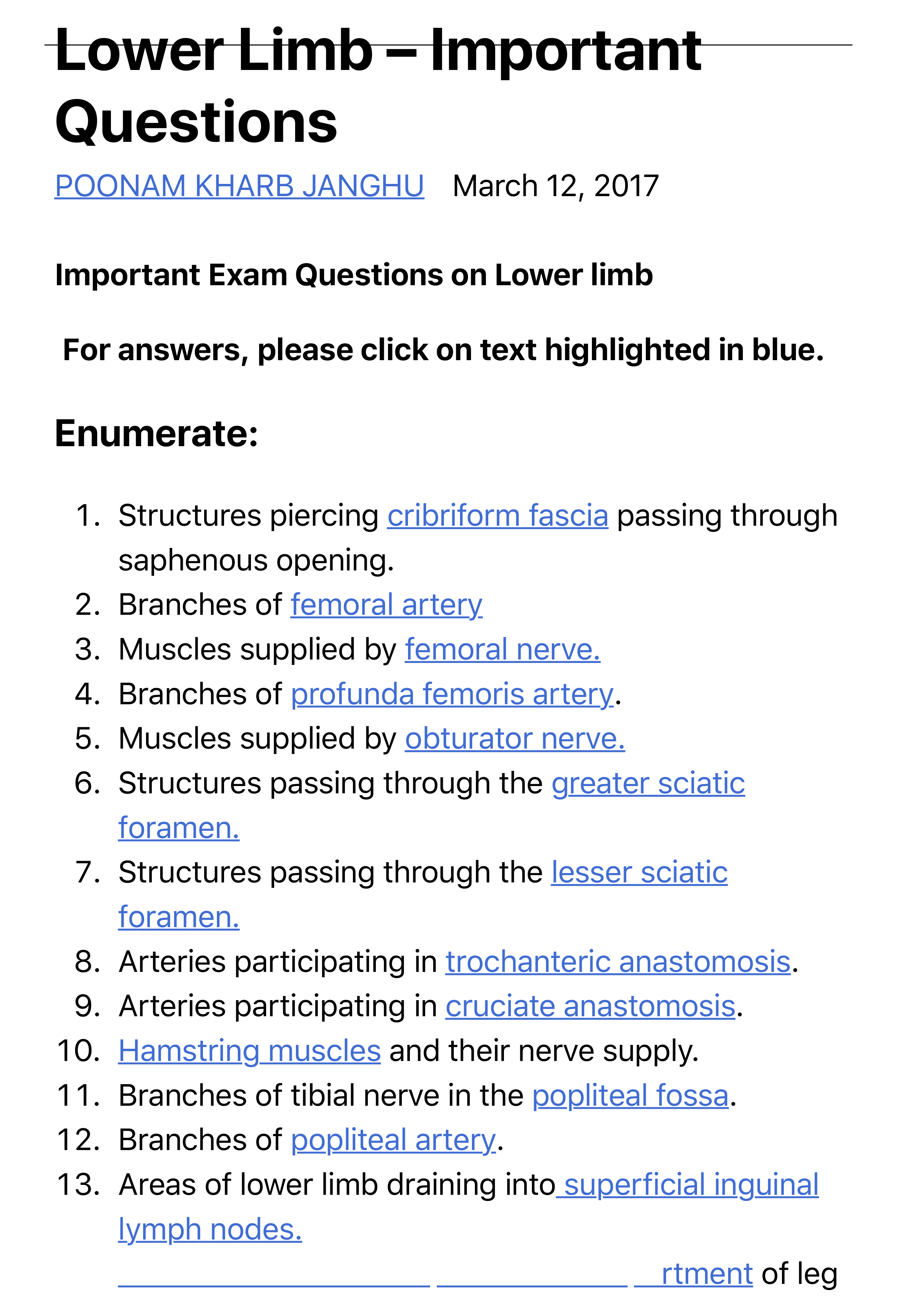 Lower Limb - Important Questions , Anatomy QA.pdf_diswfmdsh7f_page1