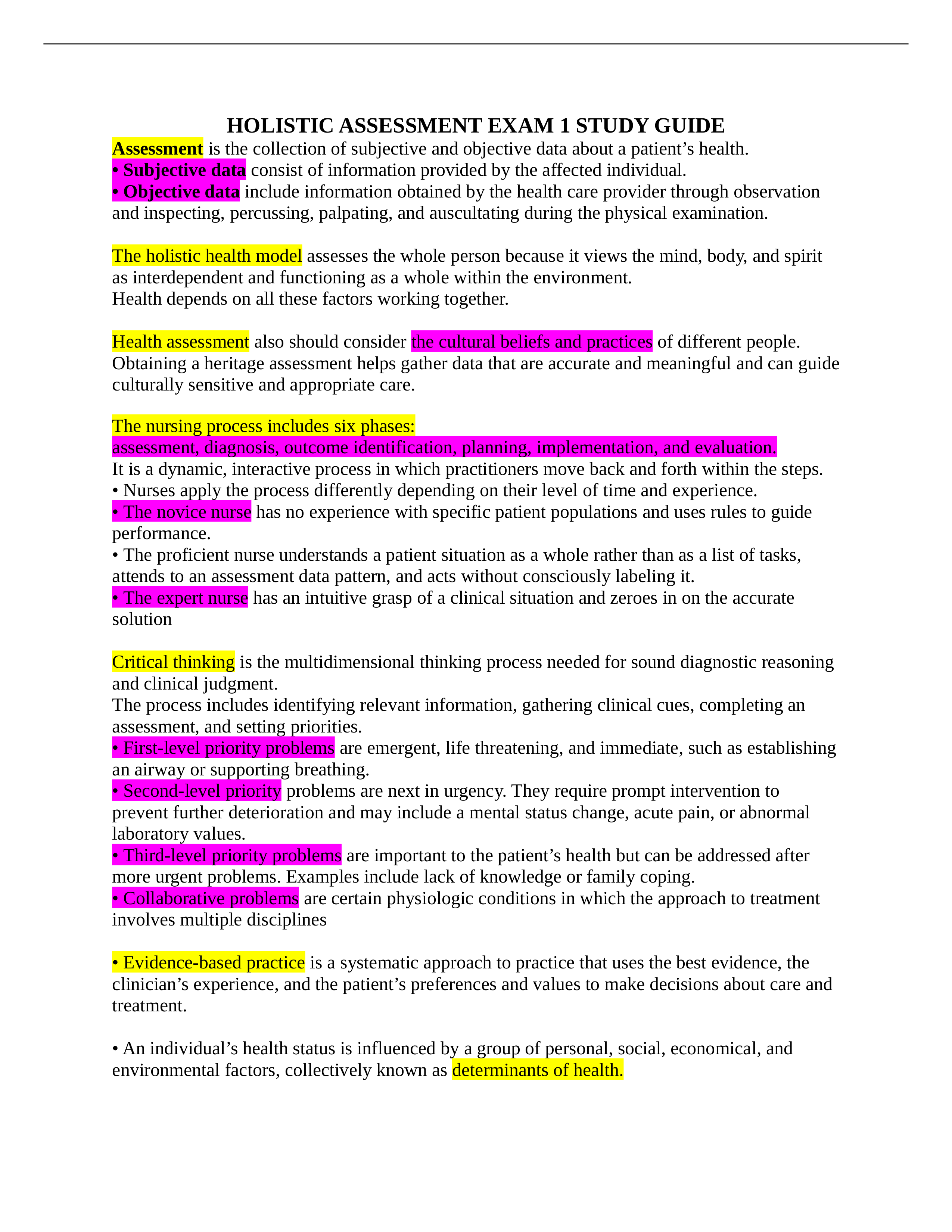 HOLISTIC ASSESSMENT EXAM 1 STUDY GUIDE.docx_dj81tyrfs09_page1