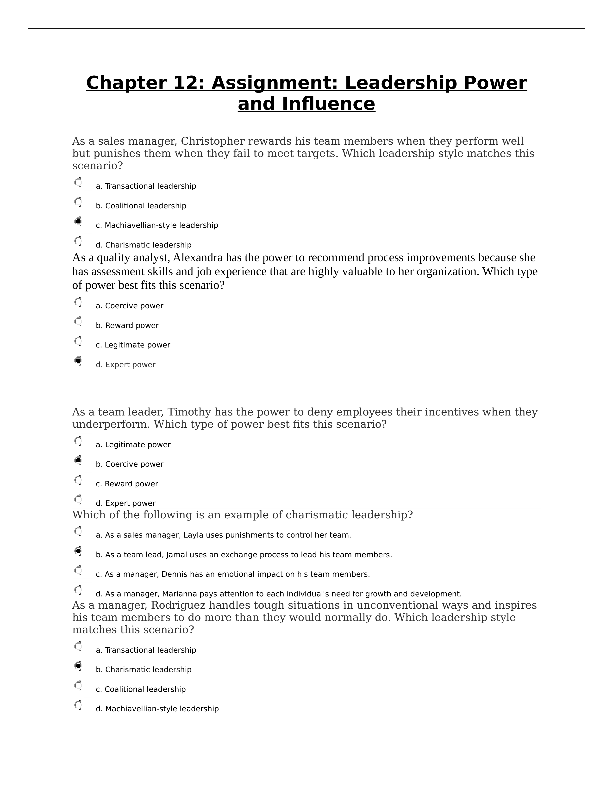 Chapter 12 - Assignment - Leadership Power and Influence.docx_djlqwsqo00v_page1