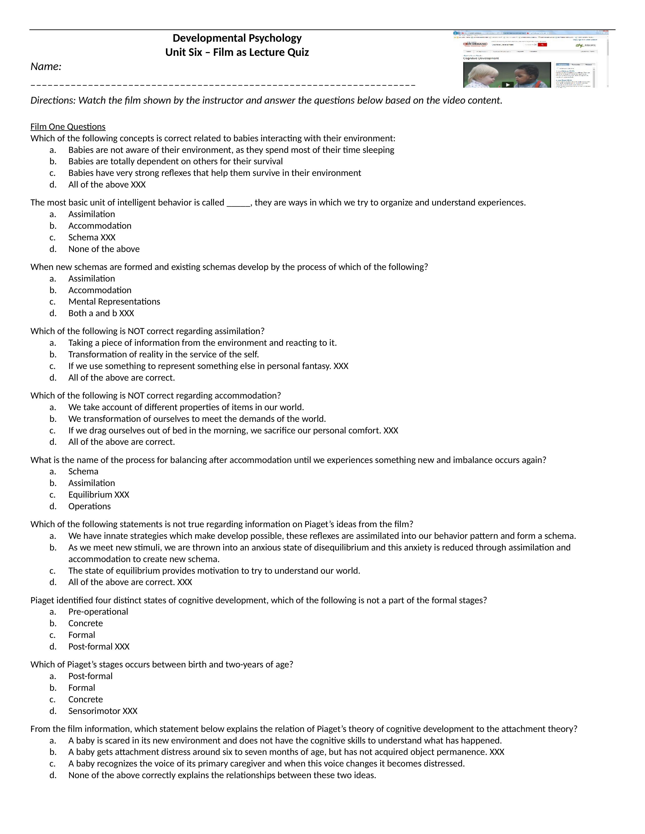 6 - Developmental Psychology Unit Six Video Questions.docx_dl3w7t1nxwn_page1