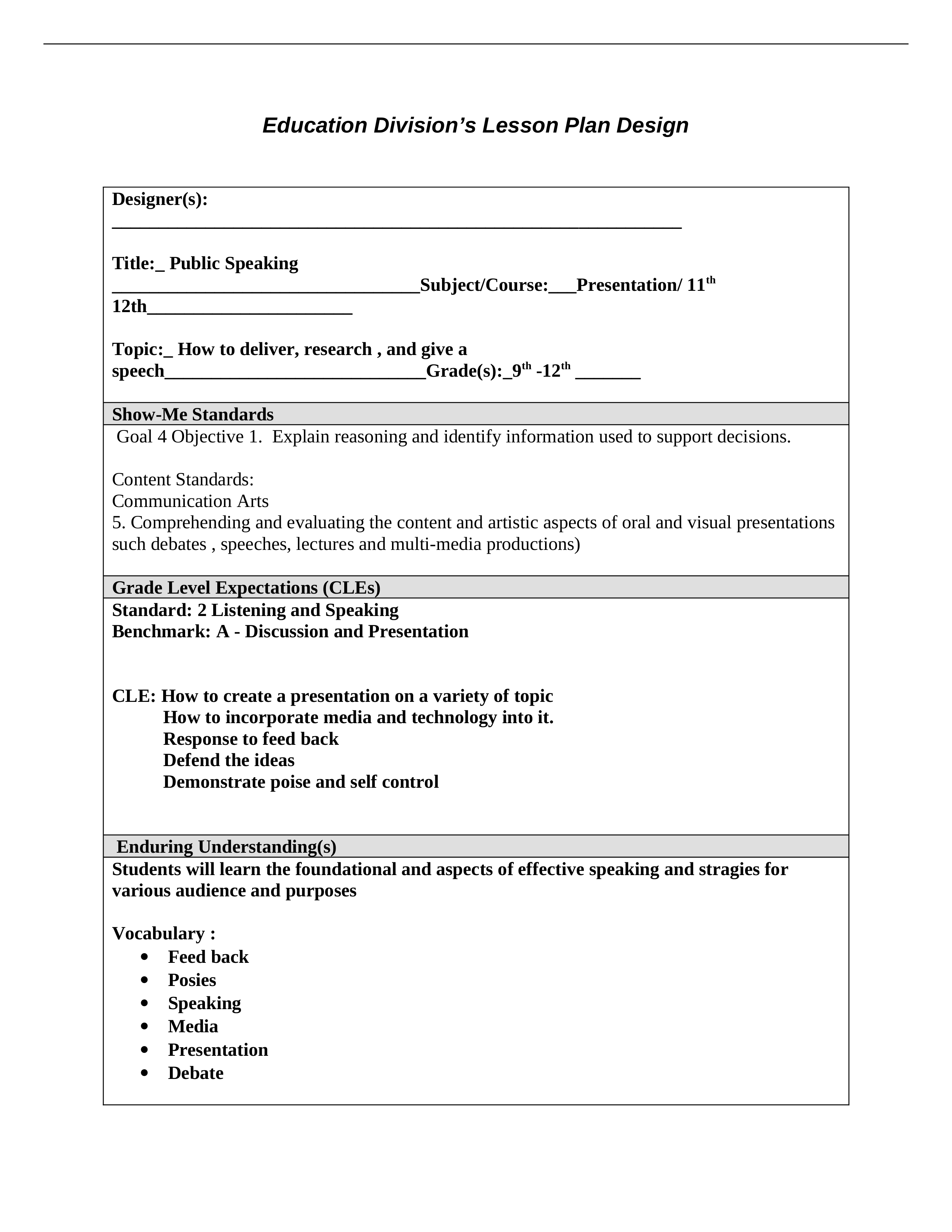 public speaking lesson plan lesson plan_dlbrs755nbh_page1