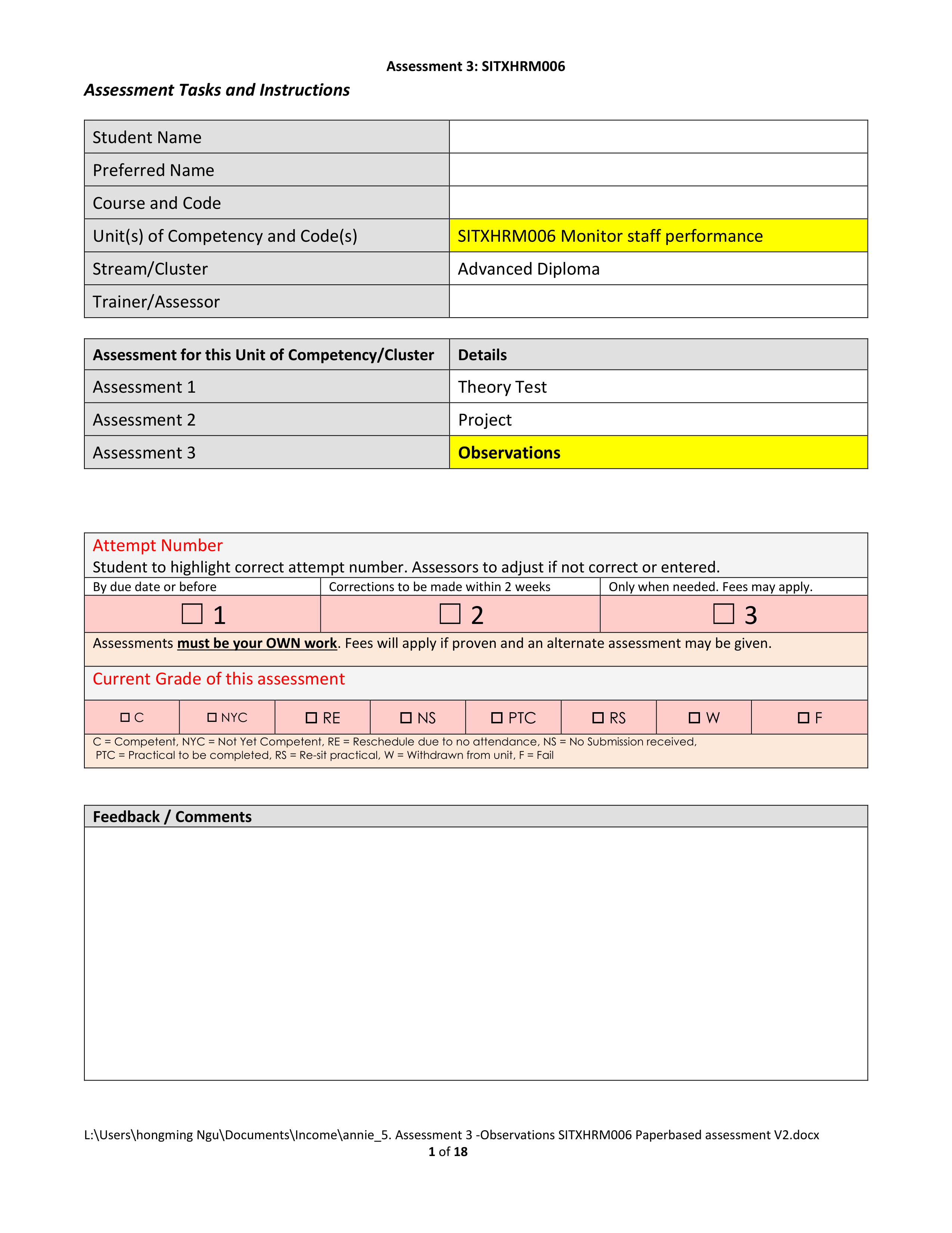 annie_5. Assessment 3 -Observations SITXHRM006 Paperbased assessment V2.pdf_dlzh0kvff7s_page1