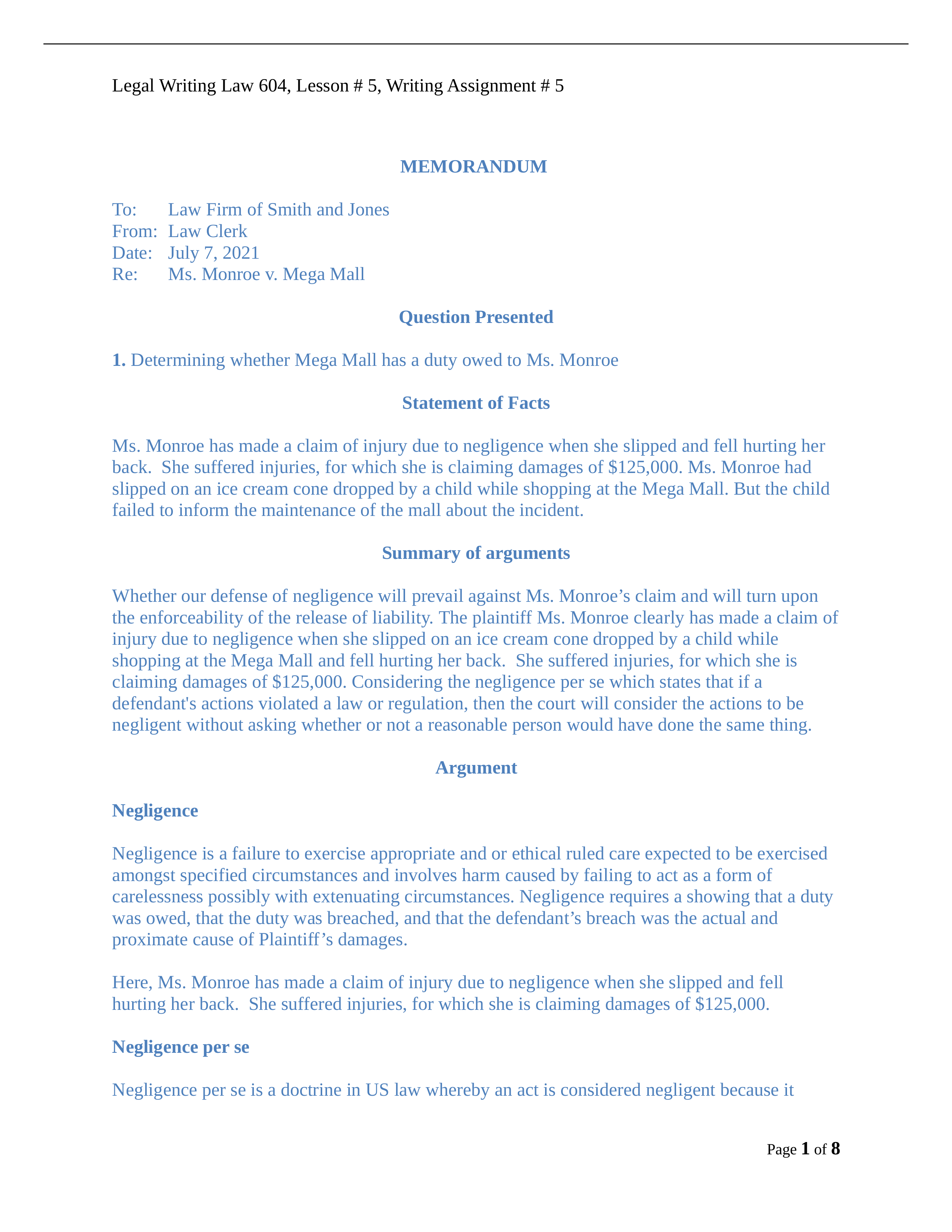 Legal Writing Law 604, Lesson # 5, Writing Assignment # 5.docx_dmku3oootxi_page1