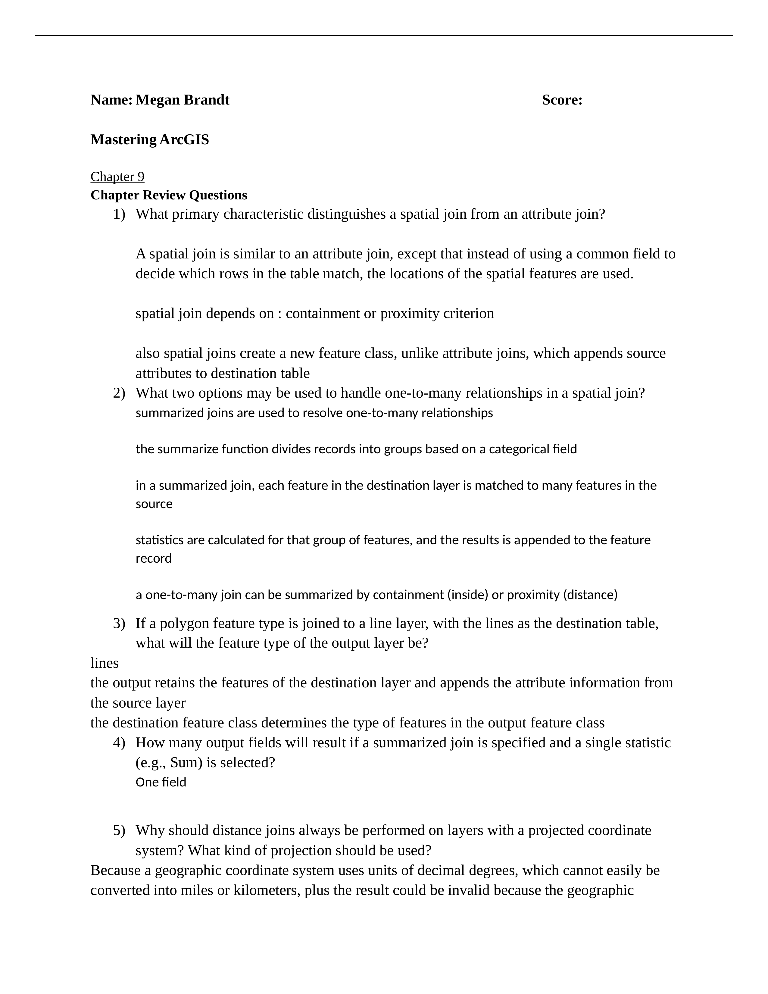 Answer Sheet - Mastering ArcGIS Chapter 9 Questions  Exercises.docx_dmowik4qni0_page1