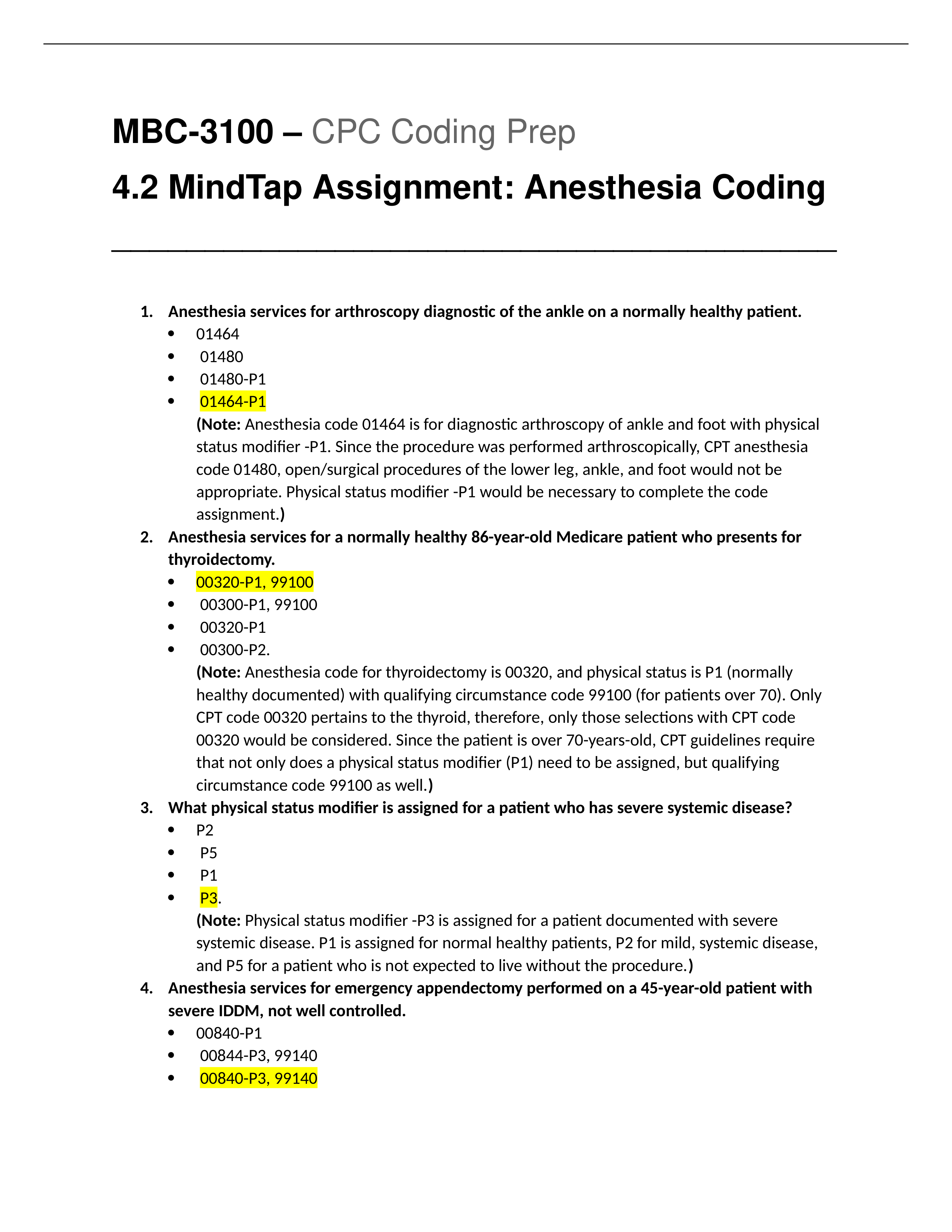 MBC3100 - CPC Coding Prep - 4.2 MindTap Assignment - Anesthesia Coding.docx_dnaldsjh9xa_page1