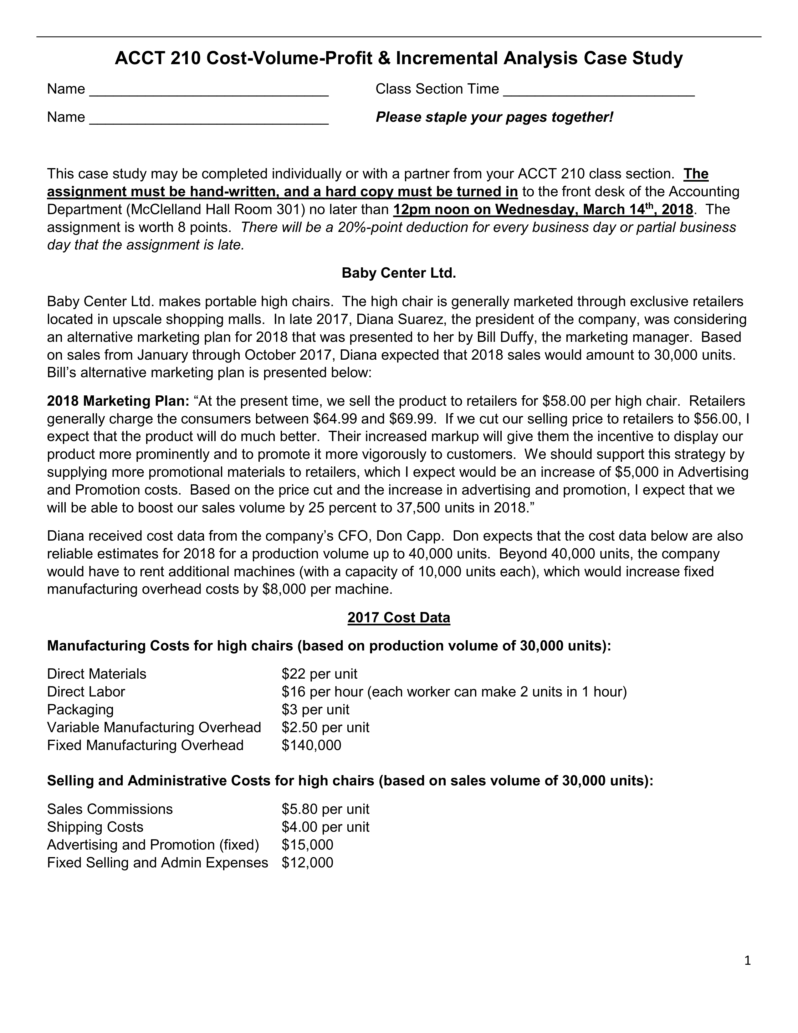 ACCT 210 CVP and Incremental Analysis Case Study - S18.pdf_dnif1lhw70z_page1