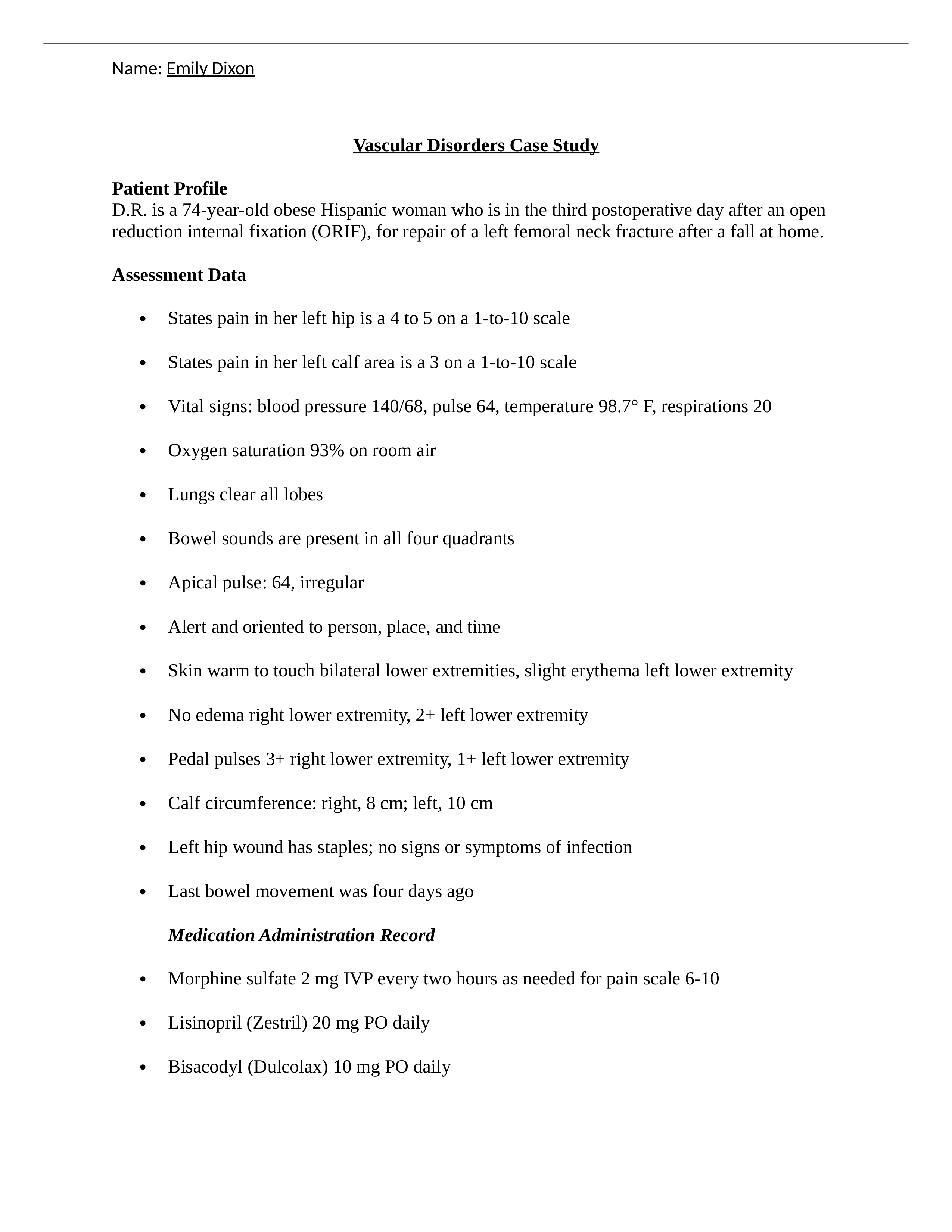 Vascular Disorders Case Study Emily Dixon.docx_dnlk8ygdn9o_page1