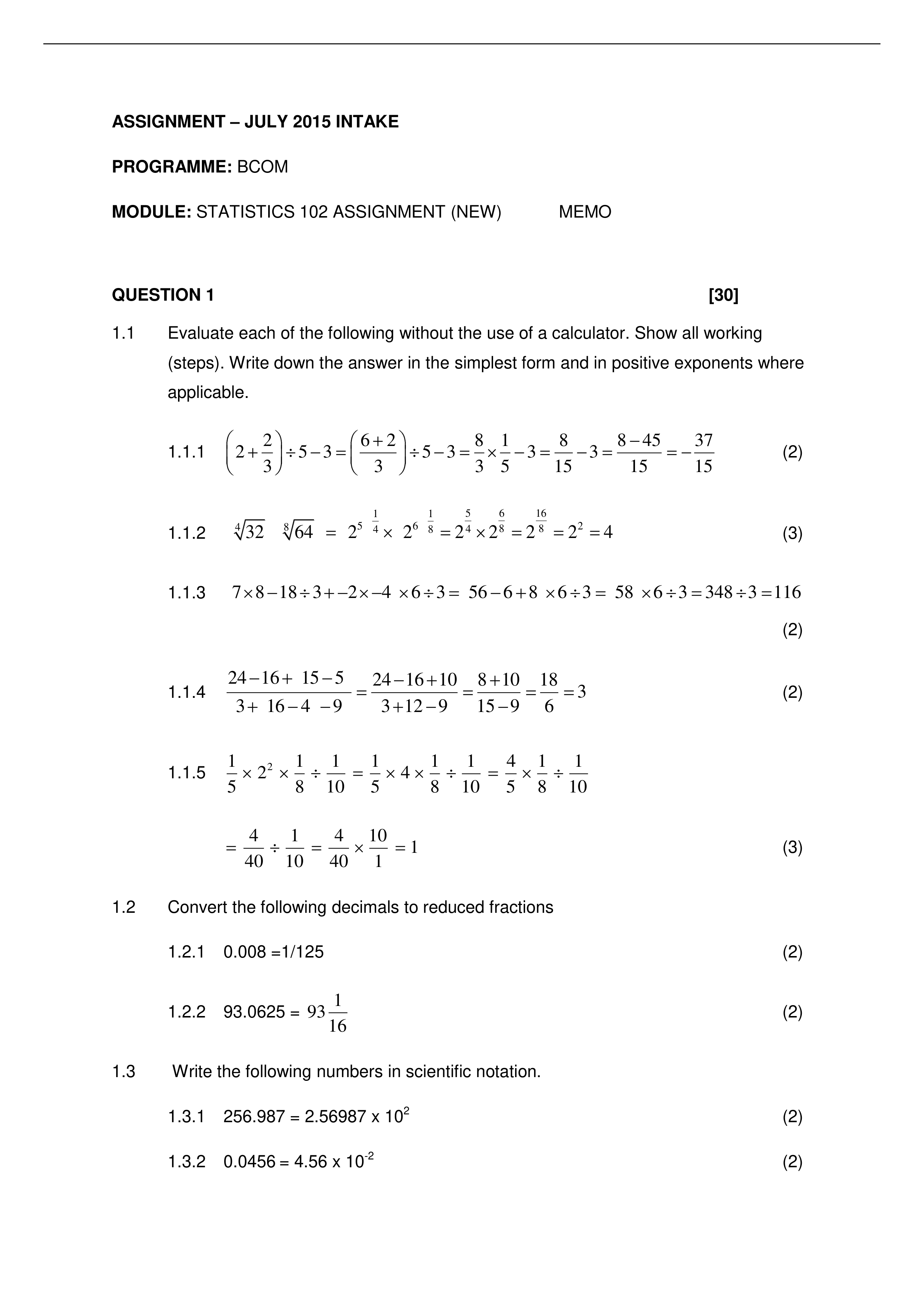 BCOM - STATISTICS ASSIGNMENT - MEMO.pdf_dnoffx9dbyv_page1