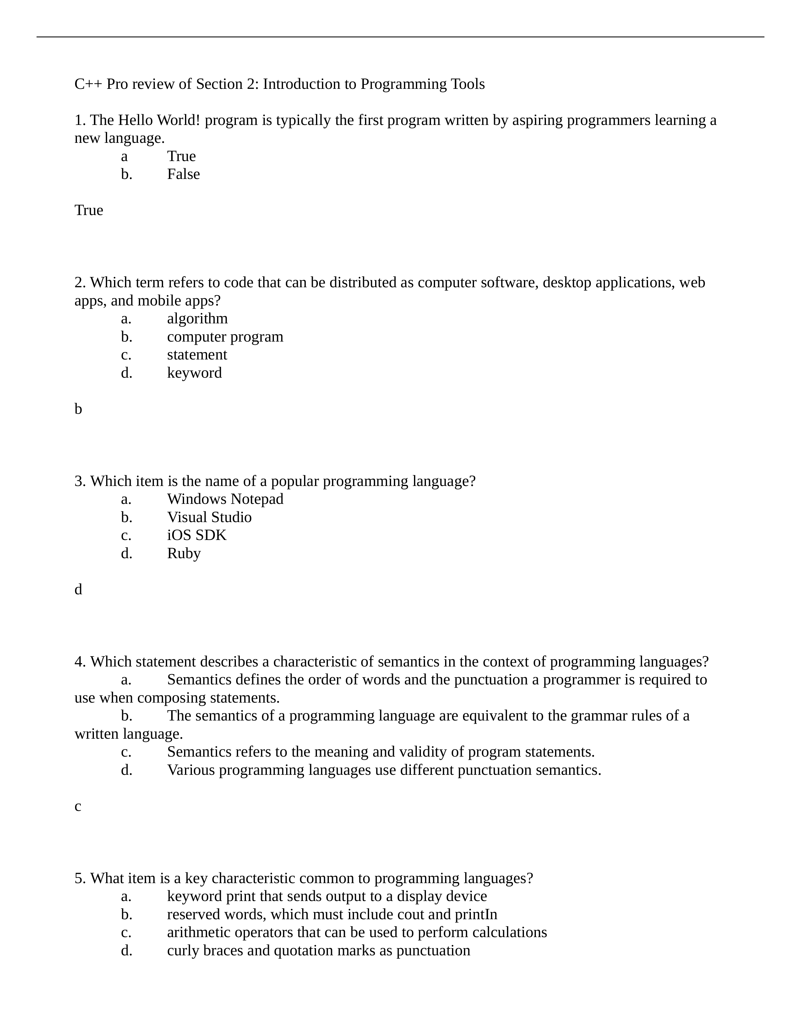 pro guide c++ intro to programming tools (study guide, quiz prep sheet) pt I.odt_do2pfmk1bq1_page1