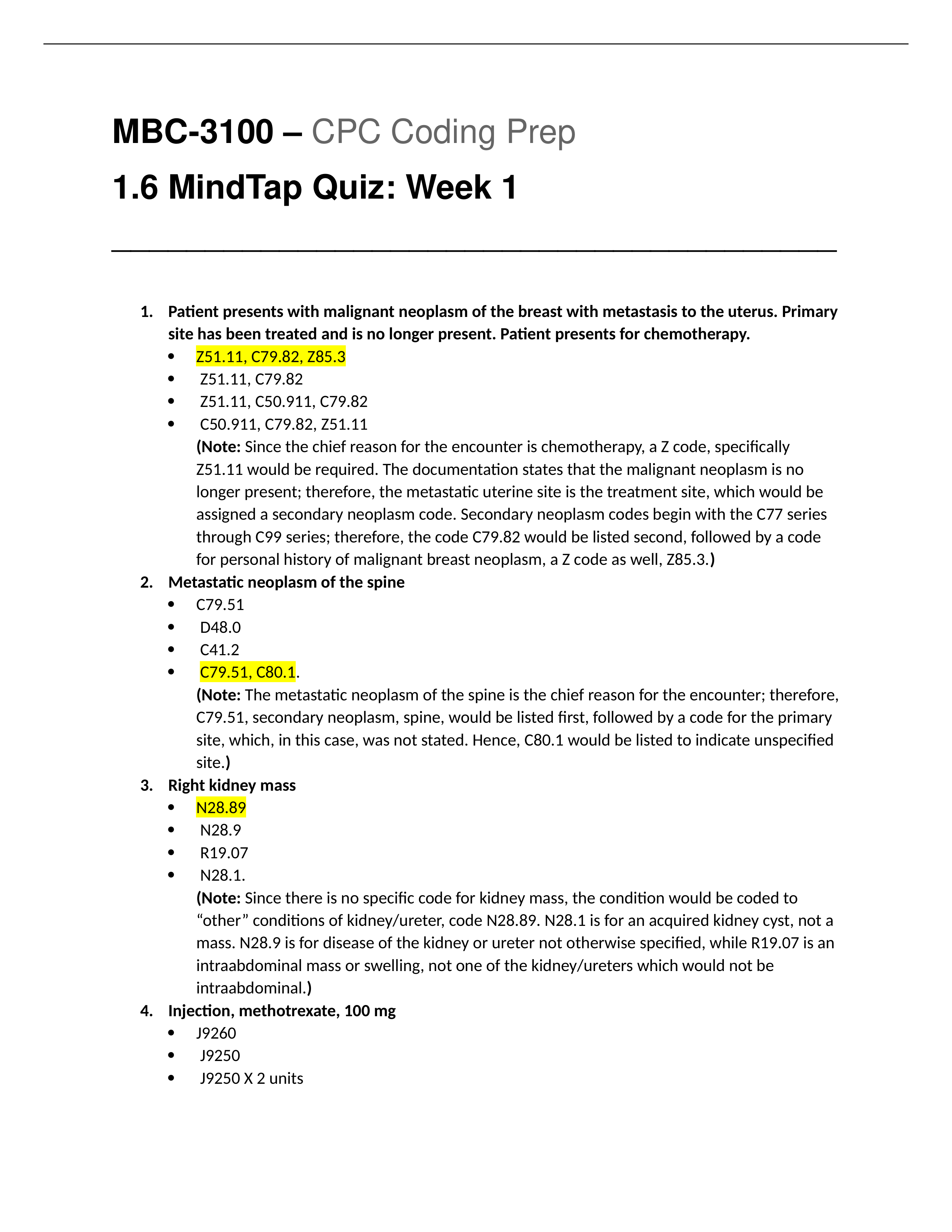 MBC3100 - CPC Coding Prep - 1.6 MindTap Quiz - Week 1.docx_dp465z6r19z_page1