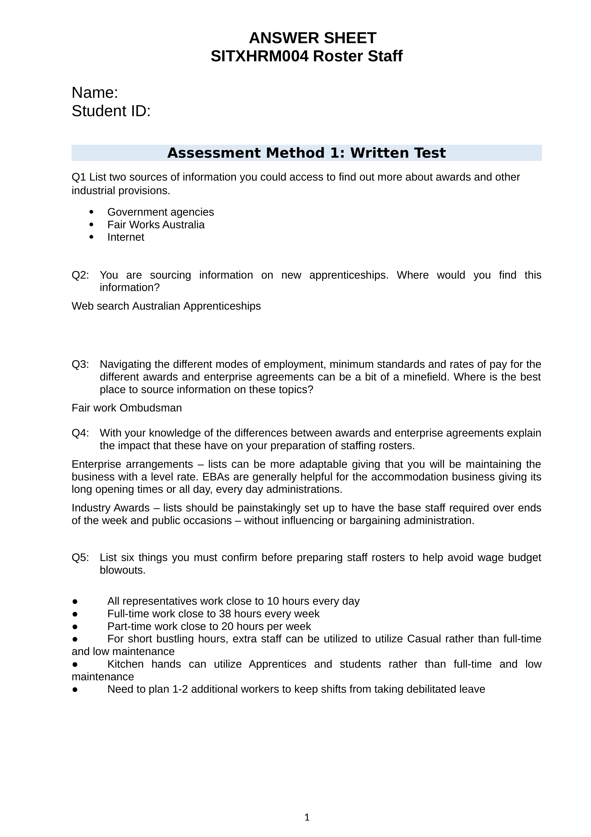 2-SITXHRM004 Roster Staff-Student Assessment Guide - ANSWER SHEET(1).docx_dpgh2rdls8m_page1