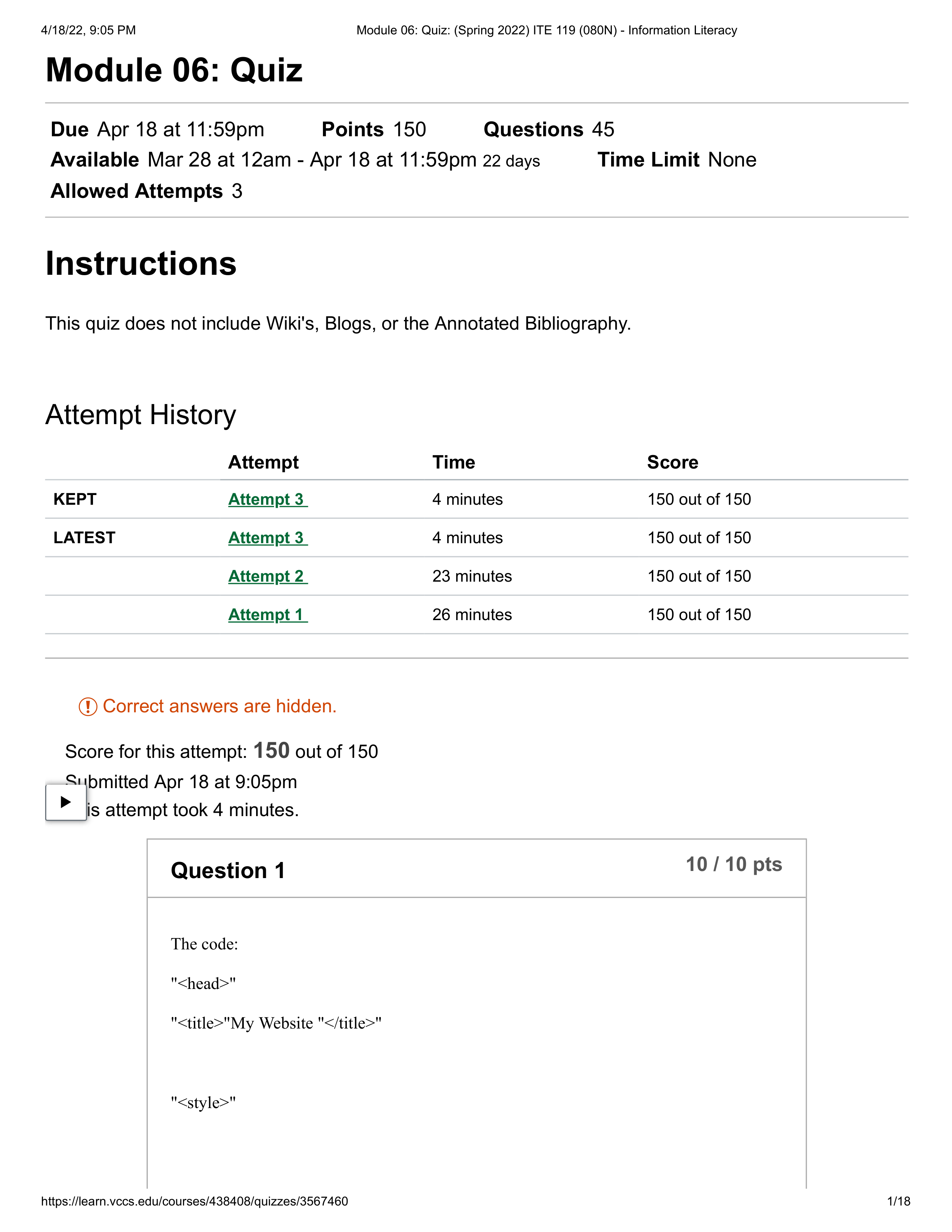 Module 06_ Quiz_ (Spring 2022) ITE 119 (080N) - Information Literacy.pdf_dpnv4r3y1ow_page1