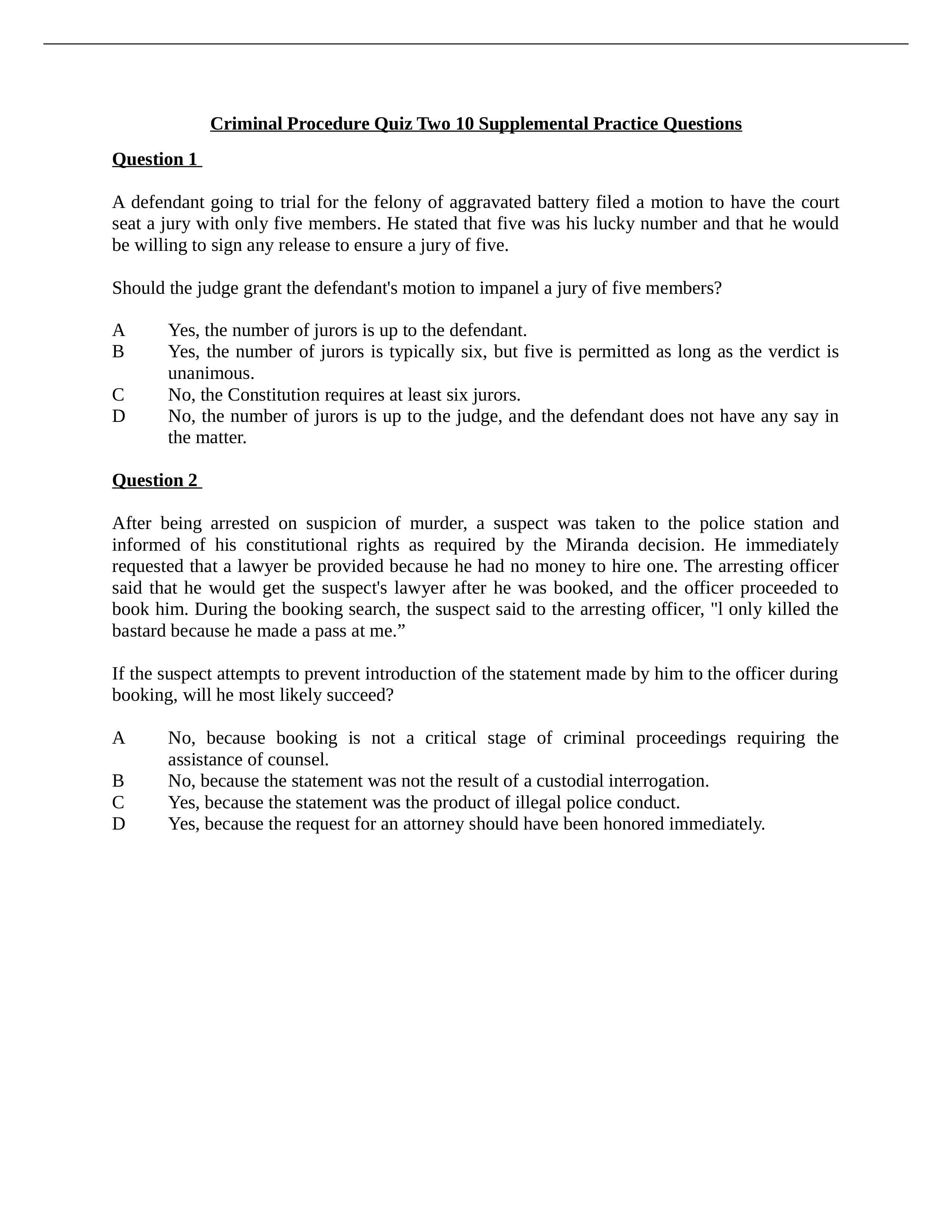 Criminal Procedure Quiz Two Supplemental Practice Questions.docx_dpp71upjwpf_page1