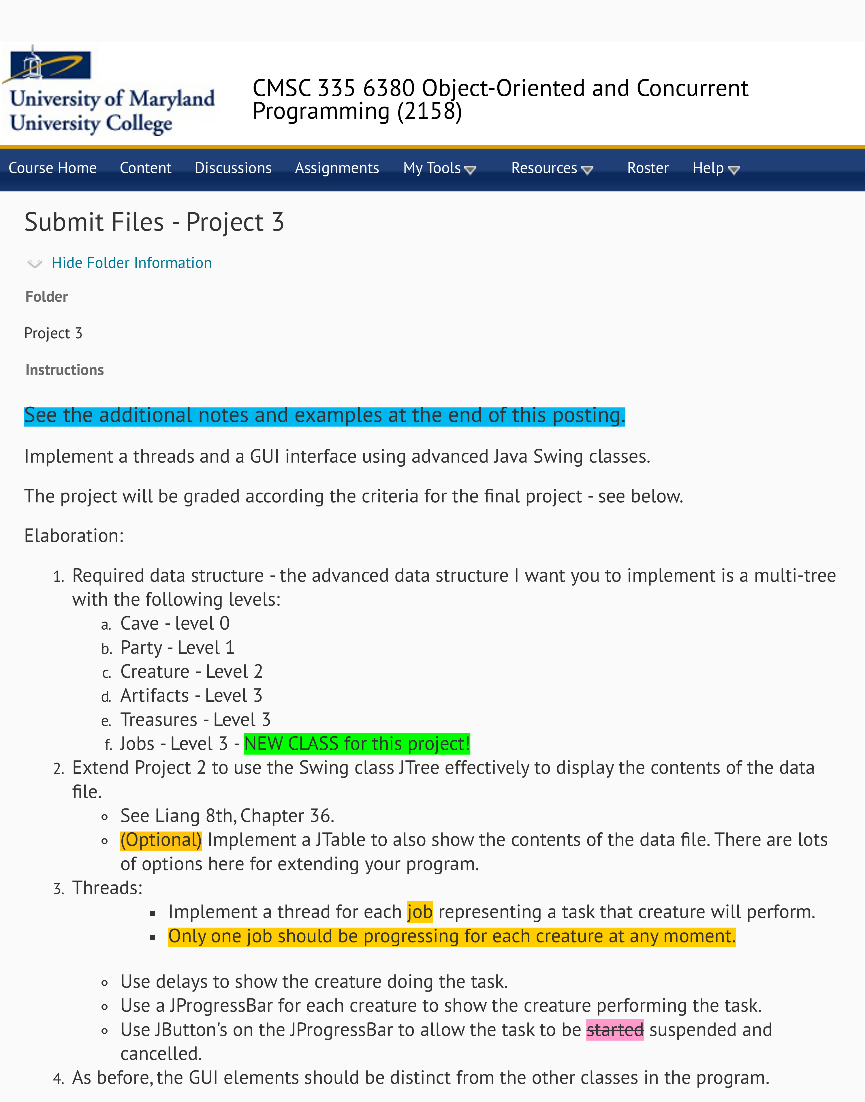 Project 3 - CMSC 335 6380 Object-Oriented and Concurrent Programming (2158) - UMUC Le_dprpkcntx5y_page1