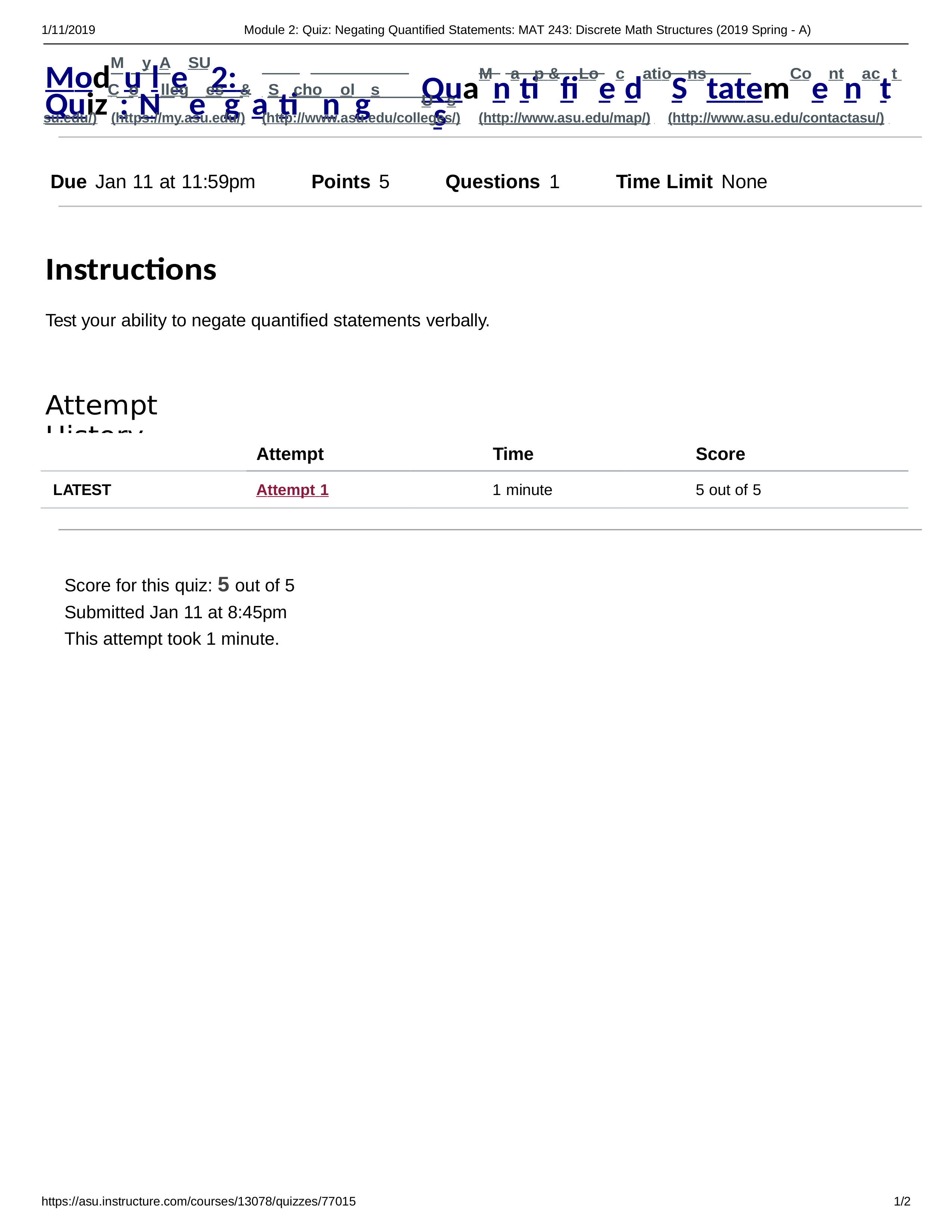 Module 2_ Quiz_ Negating Quantified Statements_ MAT 243_ Discrete Math Structures (2019 Spring - A)._dpzl5w4mog0_page1