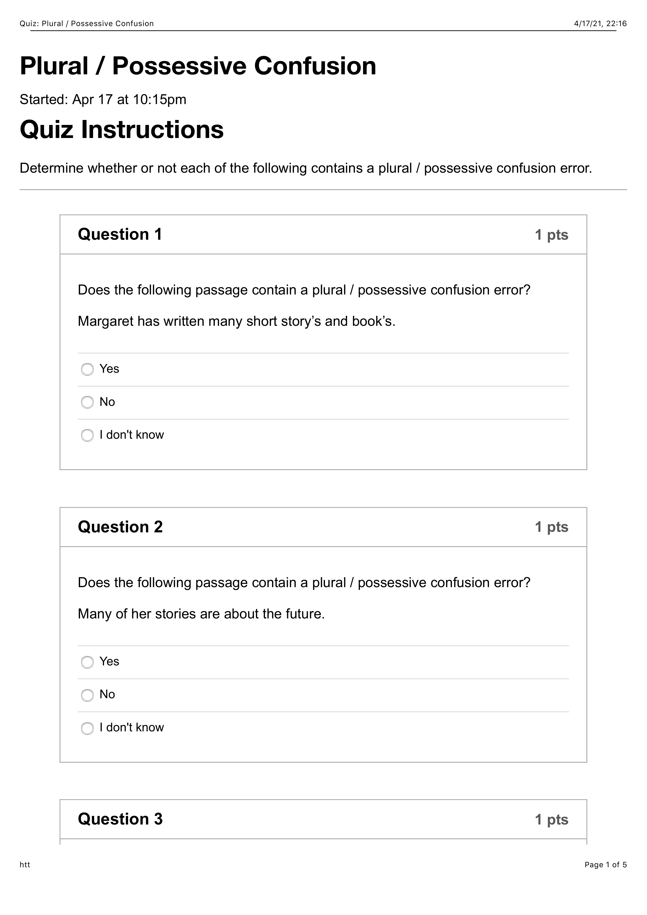 Quiz: Plural : Possessive Confusion.pdf_dq5wpzroa0u_page1