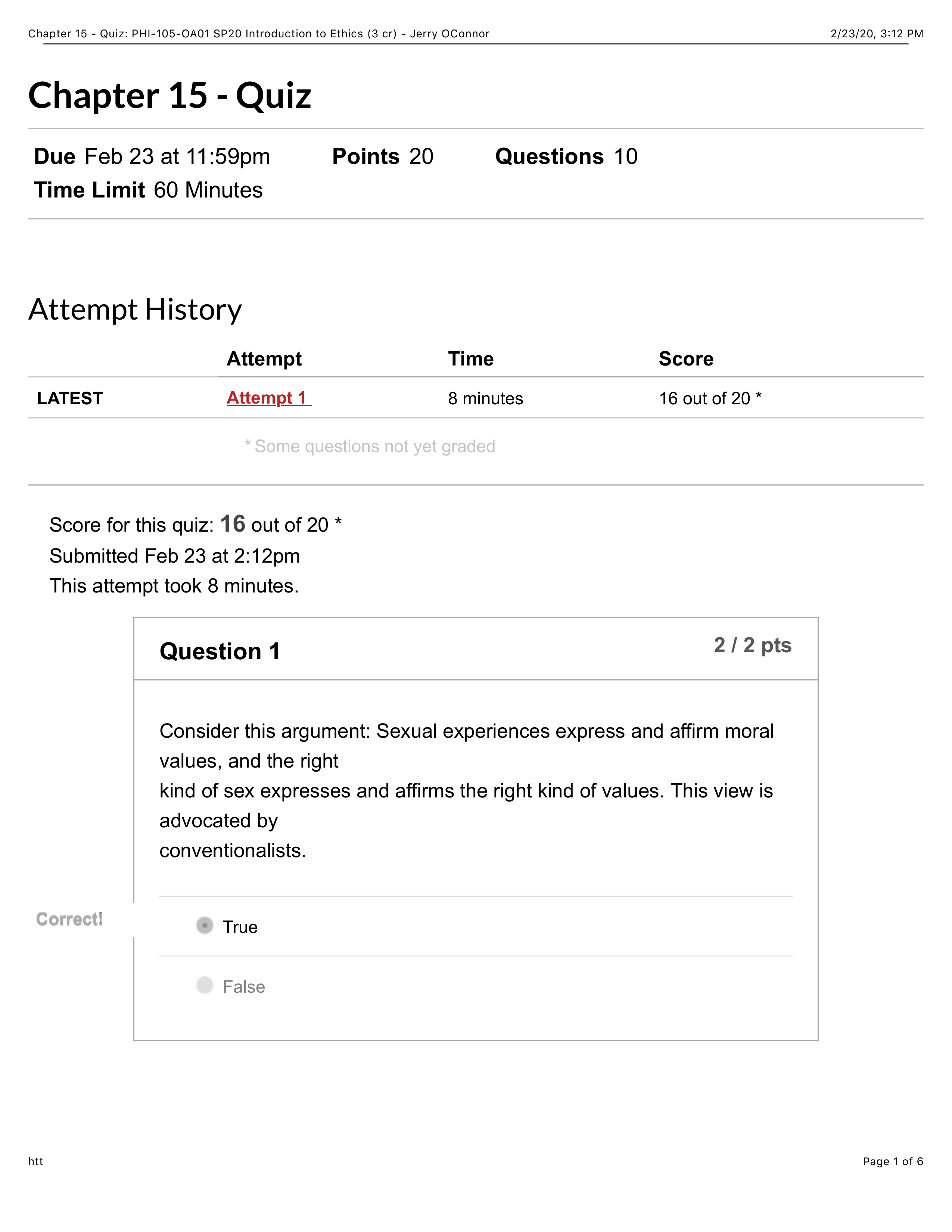 Chapter 15 - Quiz: PHI-105-OA01 SP20 Introduction to Ethics (3 cr) - Jerry OConnor.pdf_dqeg2wz7ihz_page1