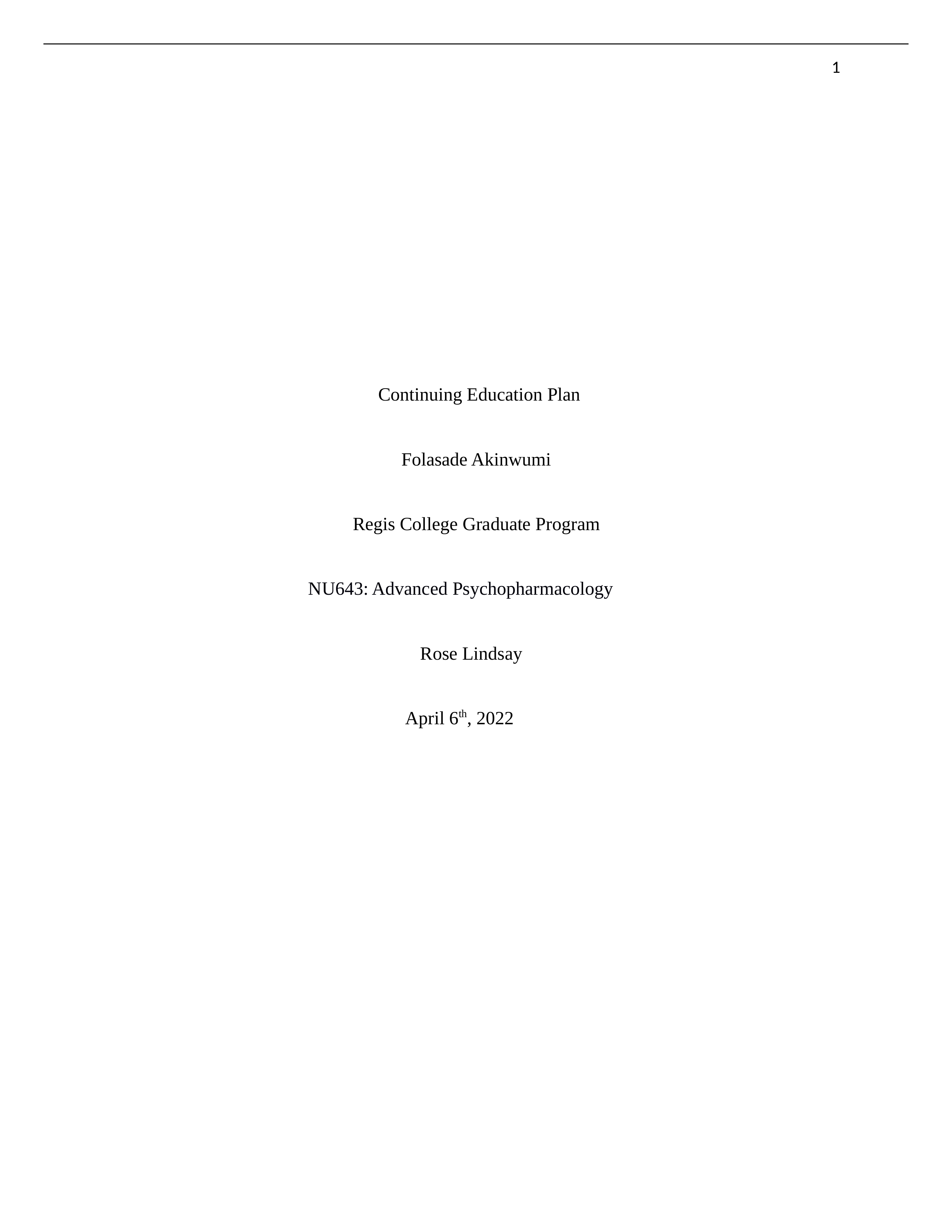 NU 643  Adv Psychopharmacology - Continuing education plan.docx_dr09jx5gzxw_page1