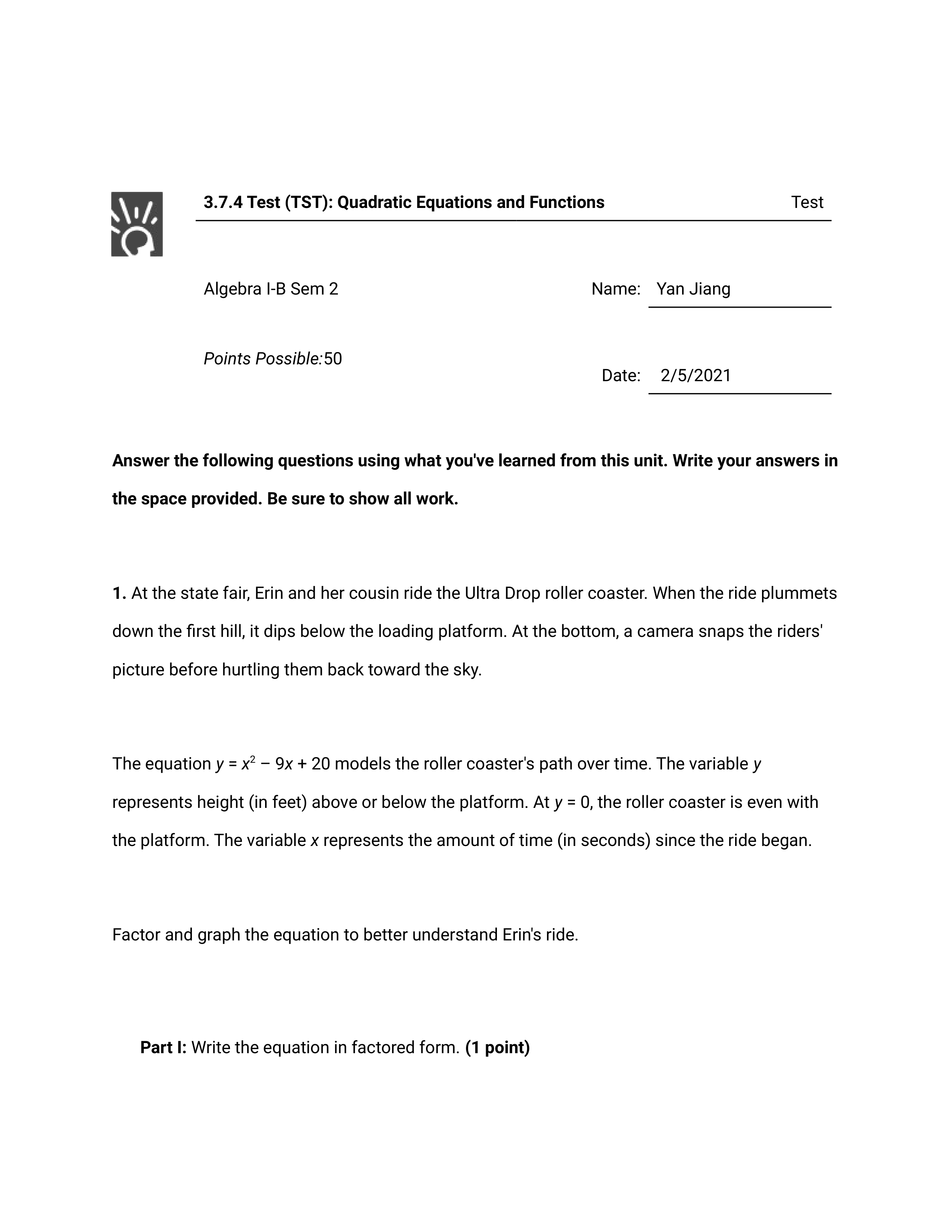 3.7.4 Test (TST)_ Quadratic Equations and Functions.docx_dr78hvwdb0a_page1