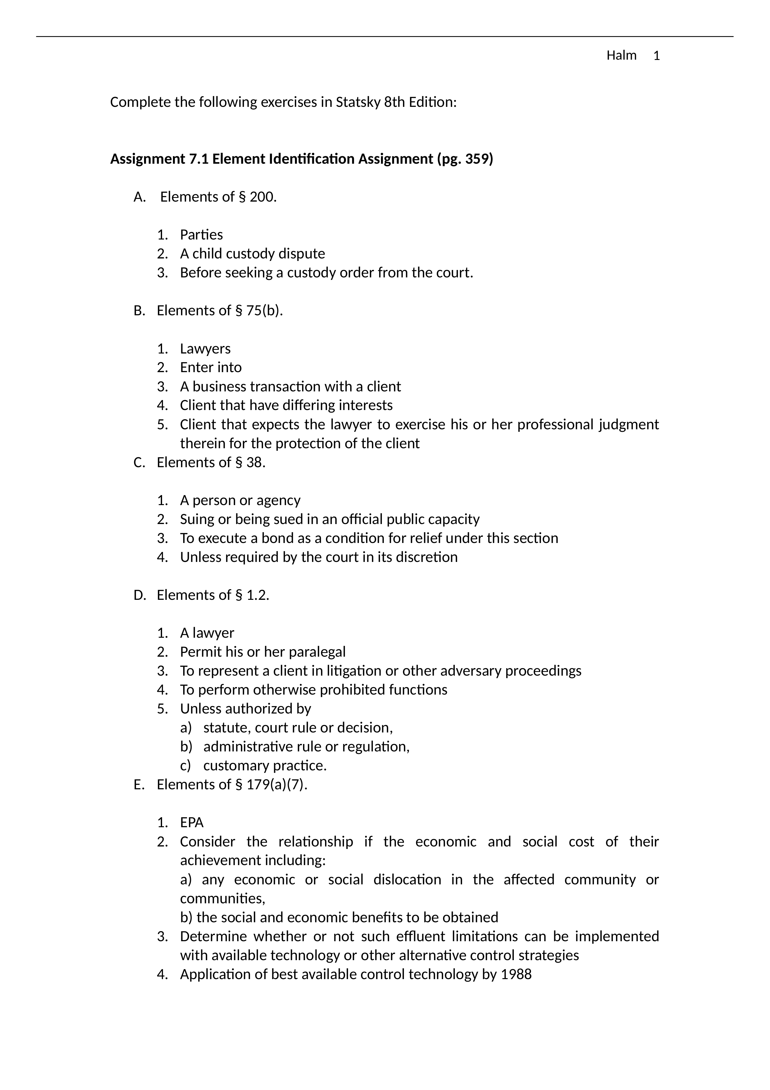 Halm Paralegal 1- Week 3 Statsky 7.1, 7.2, 7.3, 7.4, 7.7.docx_drataflusix_page1