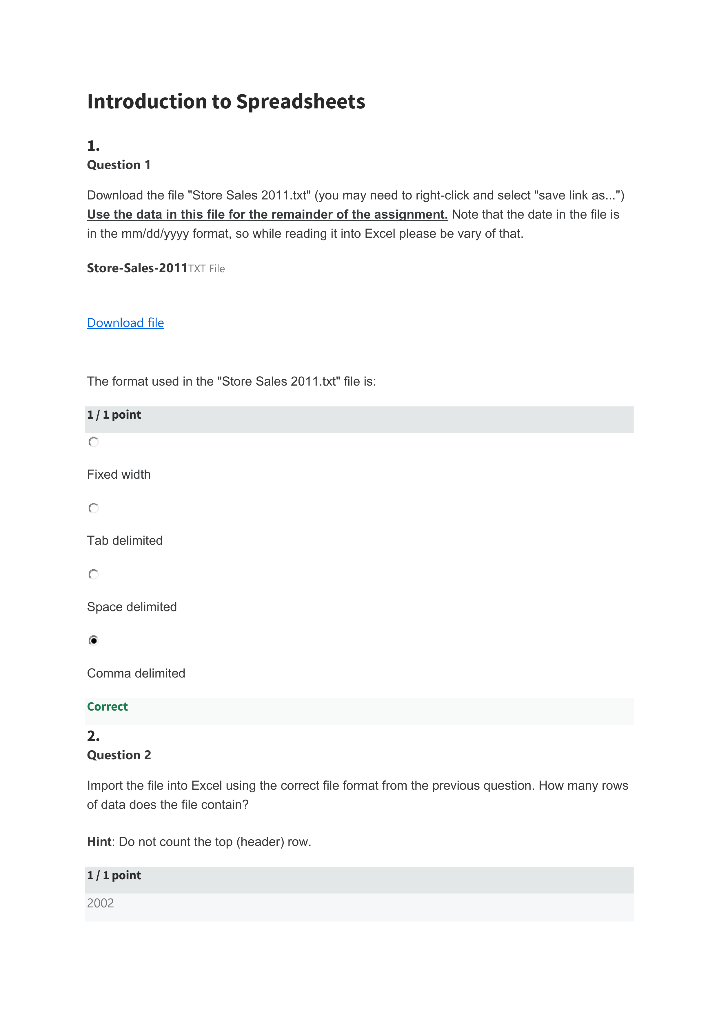 [Week 1 Quiz] Introduction to Data Analysis Using Excel.pdf_drjx5d1vb4h_page1