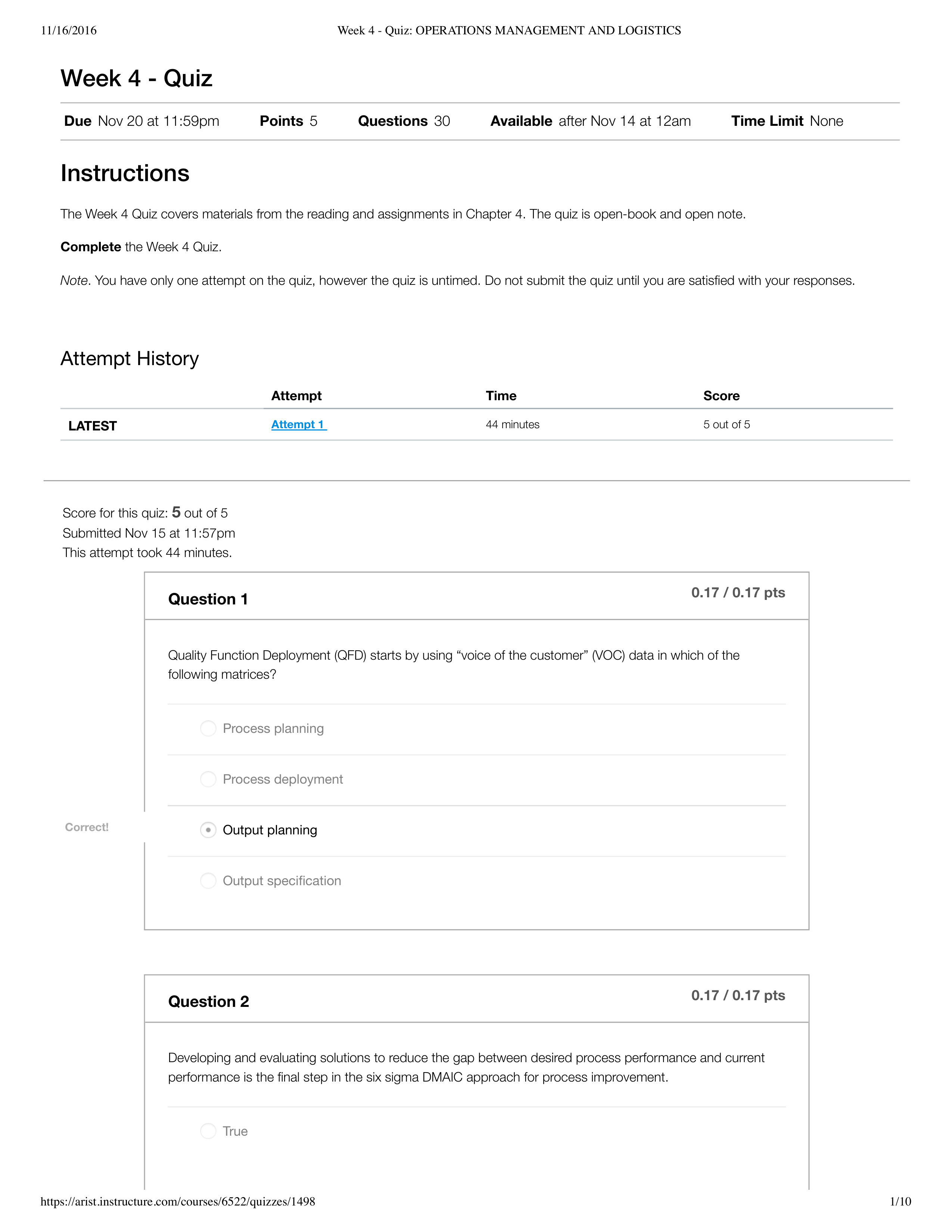 Week 4 - Quiz_ OPERATIONS MANAGEMENT AND LOGISTICS_drtmwrktq15_page1