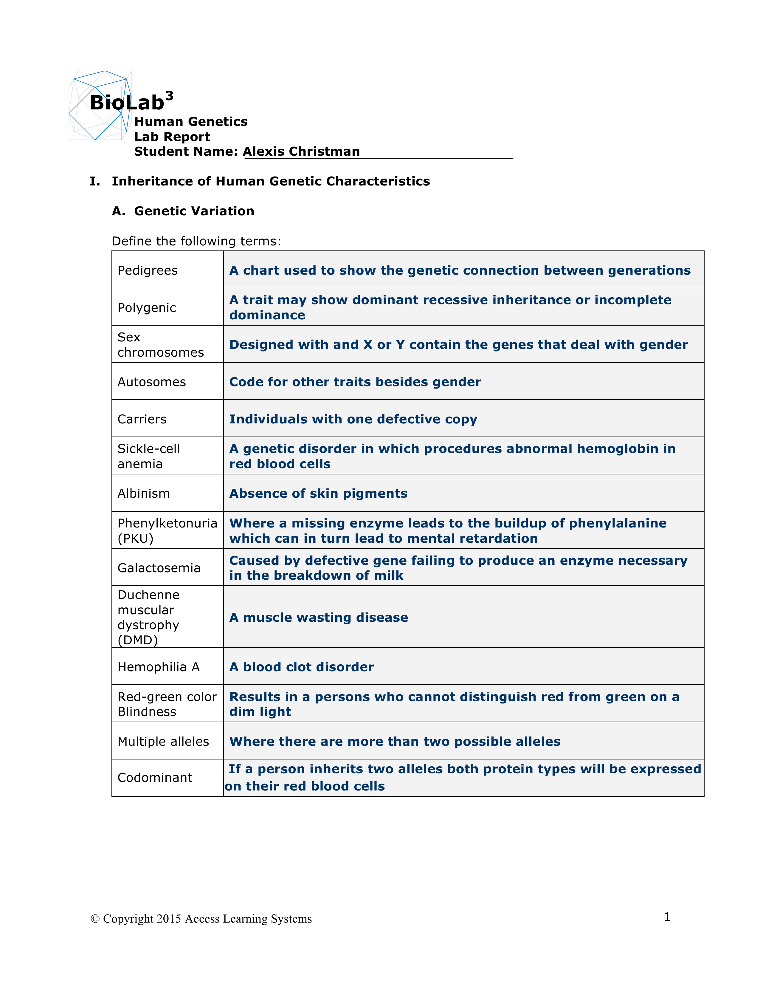 Biol 1408-24401 Human Genetics Lab Report Alexis Christman_ds1m1j1rviv_page1