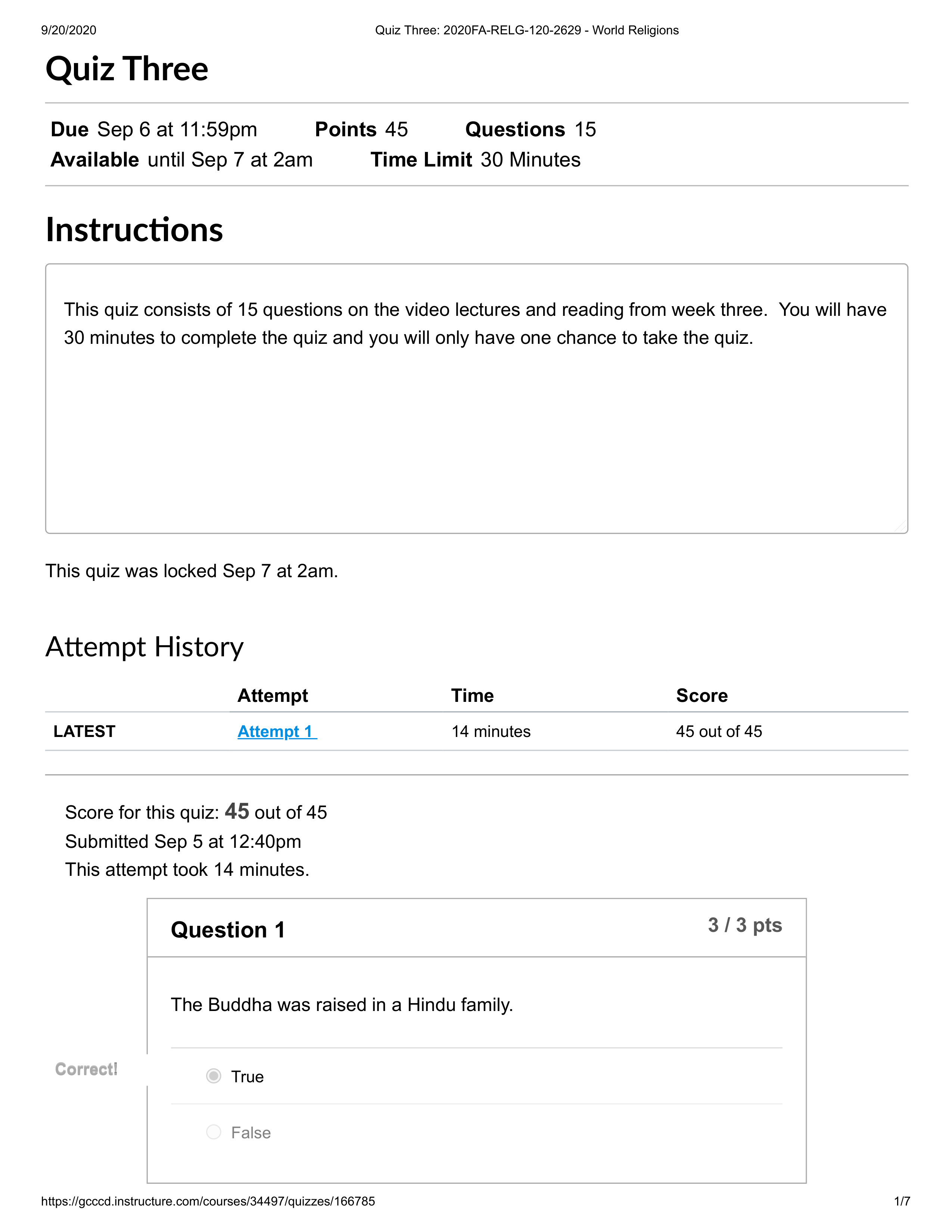 Quiz Three_ 2020FA-RELG-120-2629 - World Religions.pdf_ds33qvubgqn_page1