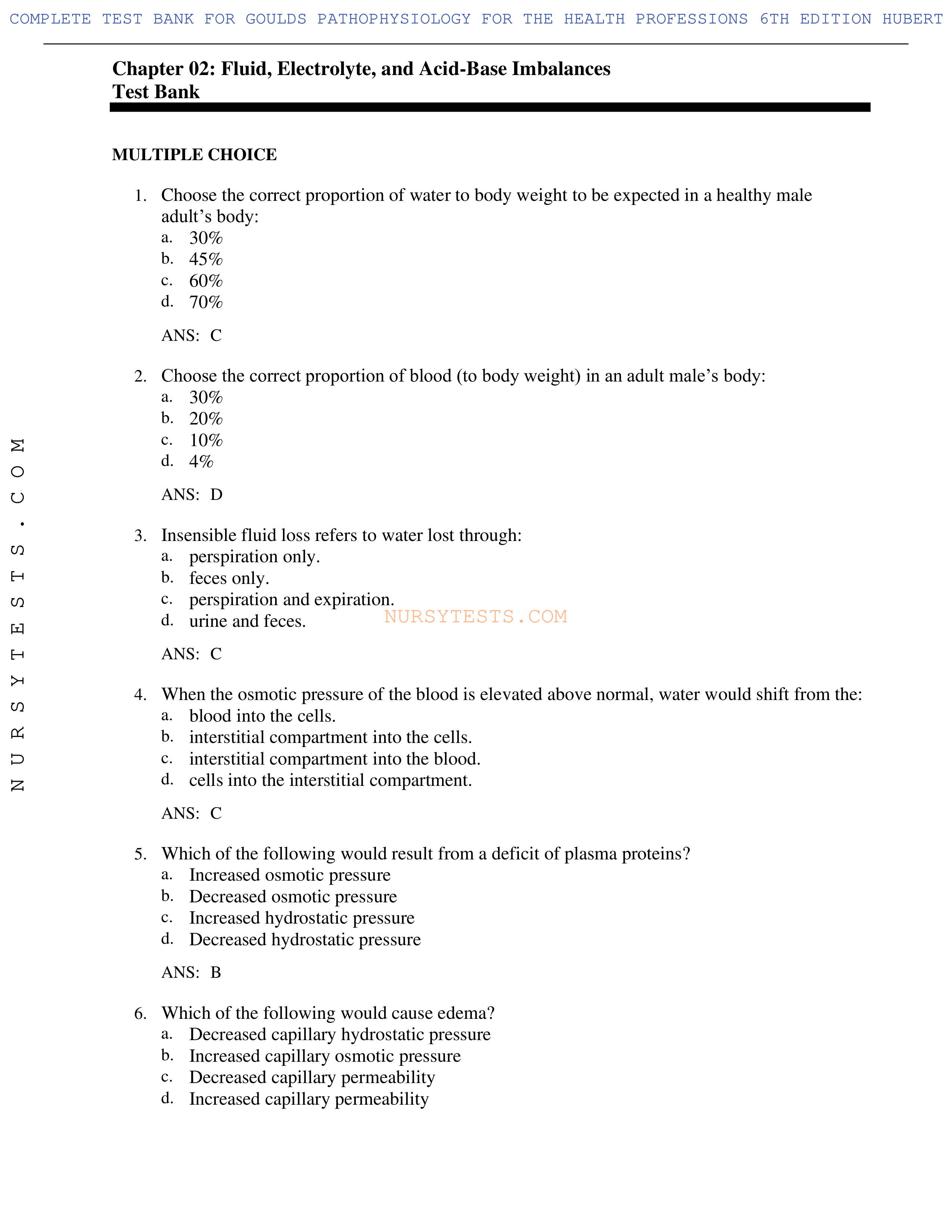 Test Bank Goulds Pathophysiology for the Health Professions 6th Edition Hubert.pdf_ds84sva0vo9_page1