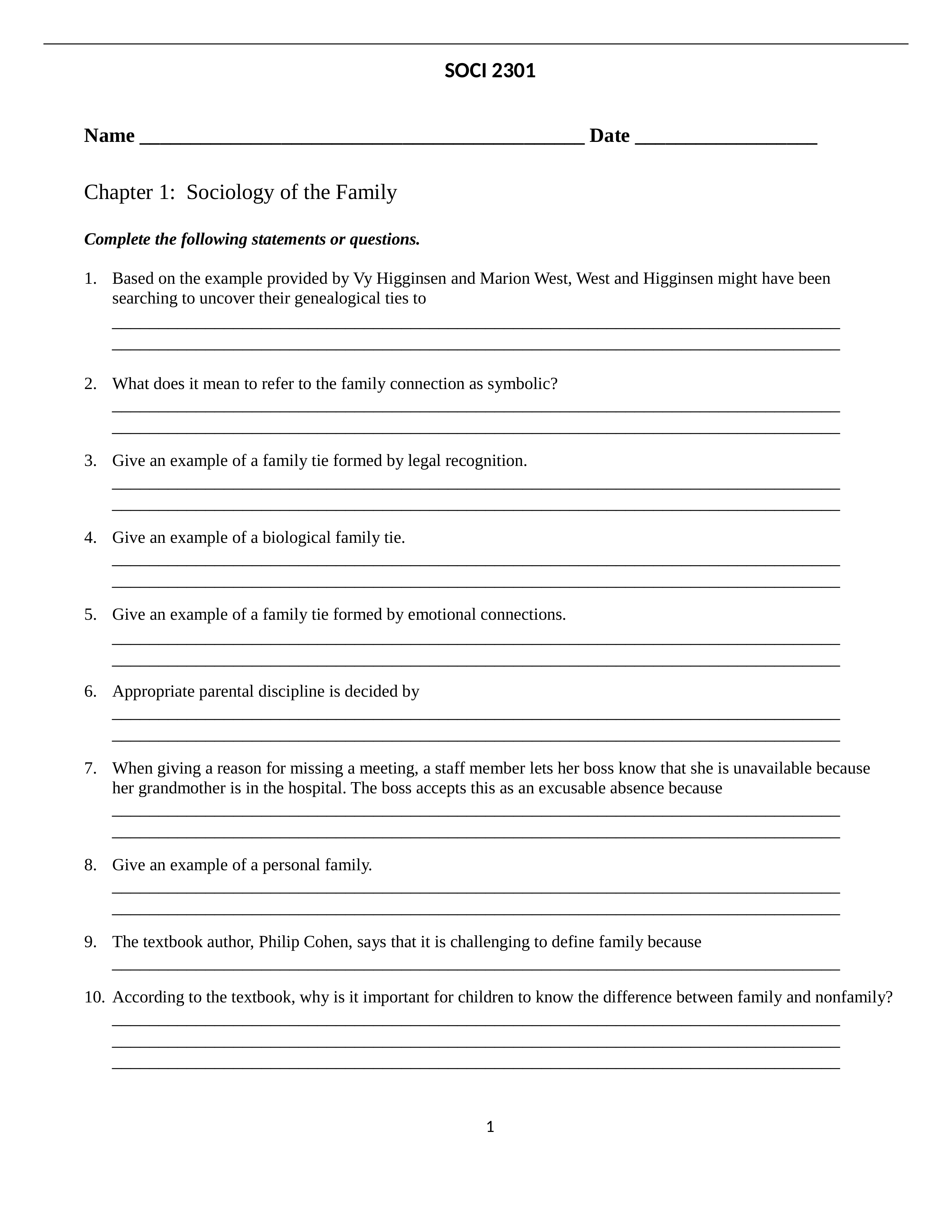 Study Questions - SOCI 2301 - Chapter1- Sociology of the Family-2_dsnd74simia_page1