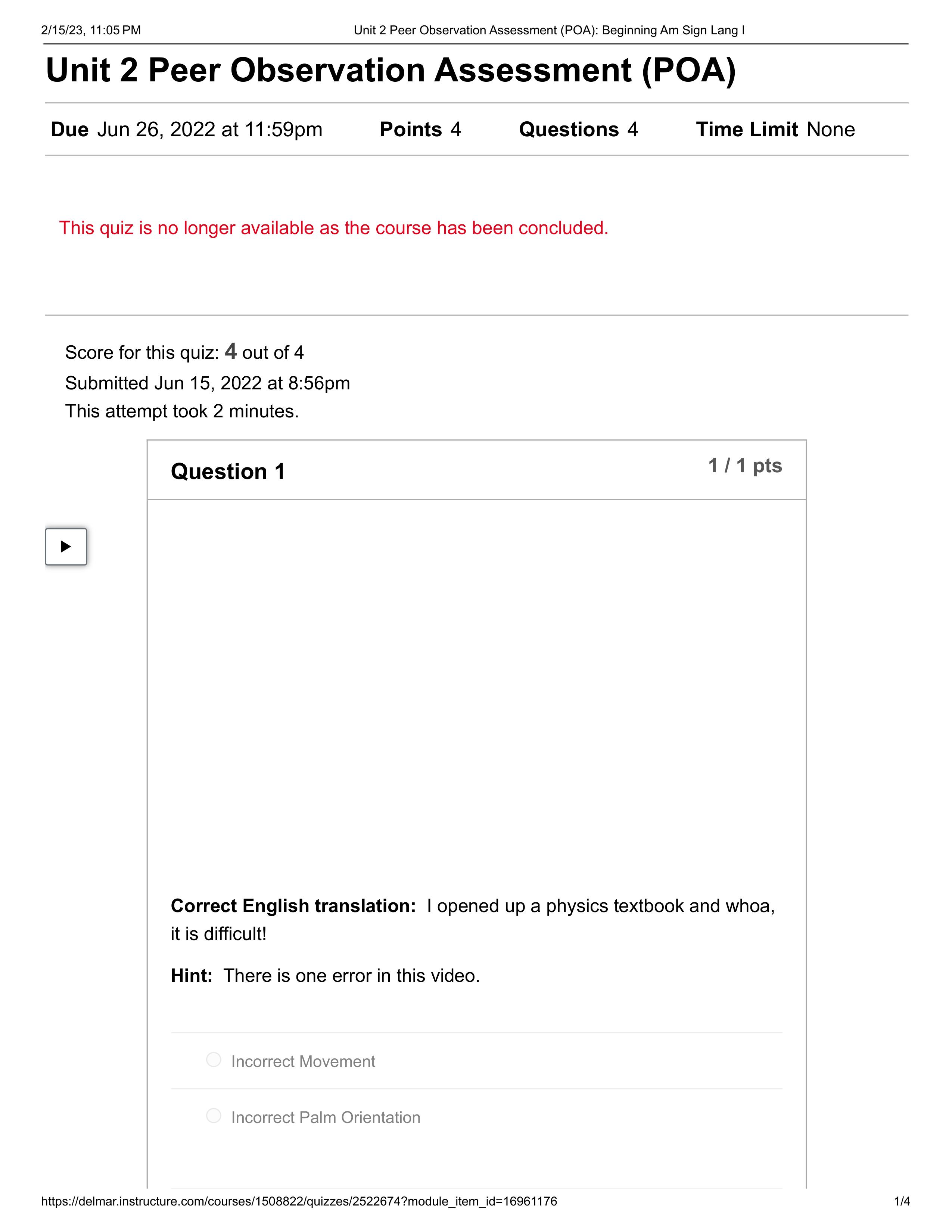 Unit 2 Peer Observation Assessment (POA)_ Beginning Am Sign Lang I.pdf_dsshv4uiwam_page1