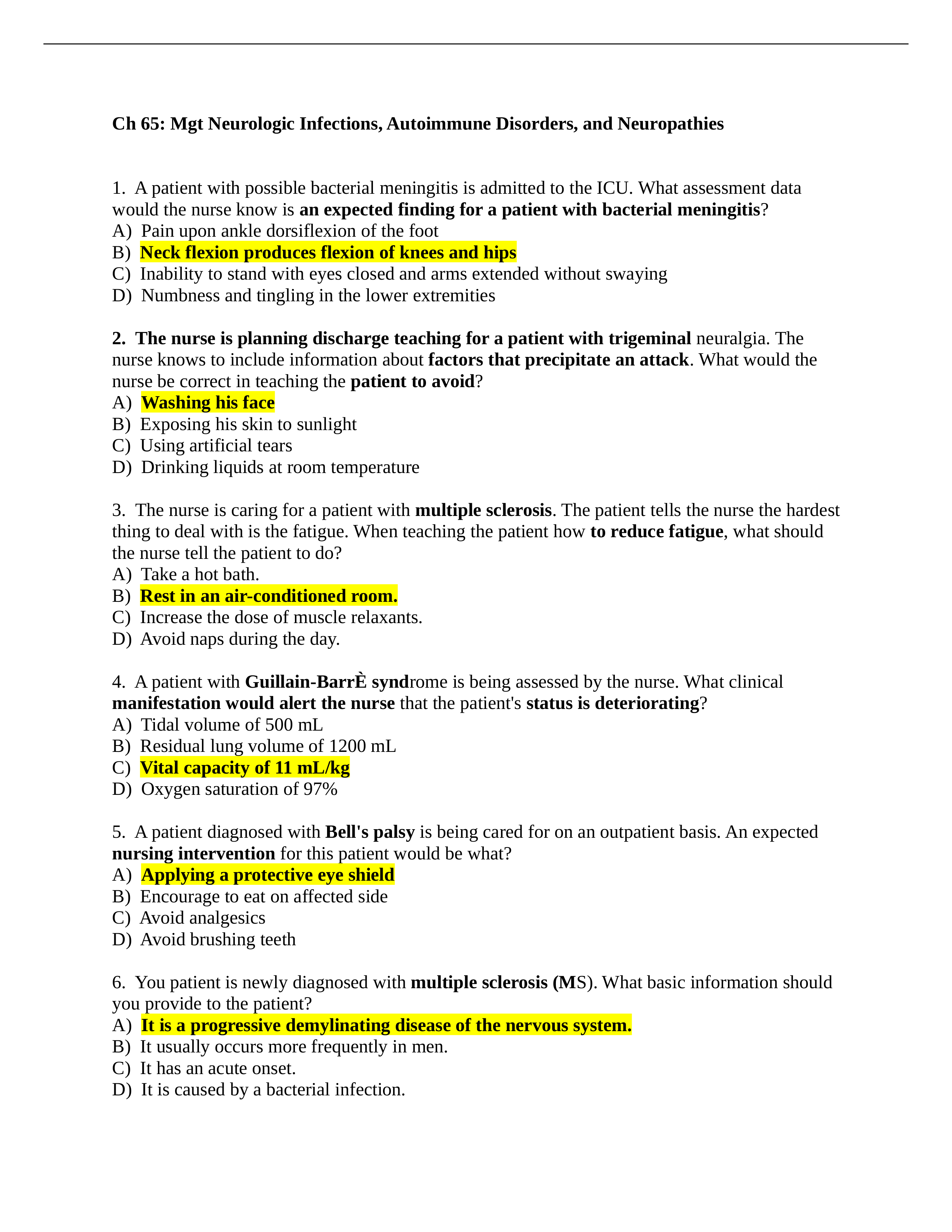 Ch 65- Mgt Neurologic Infections, Autoimmune Disorders, and Neuropathies.doc_dt78t8a3jf8_page1