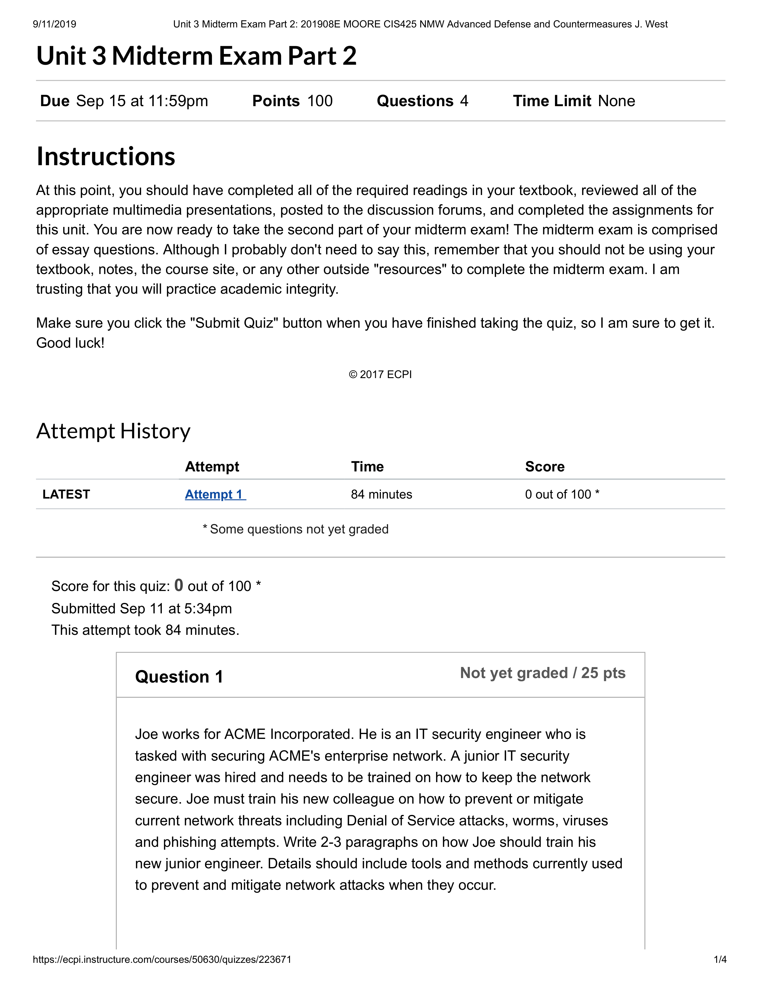 Unit 3 Midterm Exam Part 2_ 201908E MOORE CIS425 NMW Advanced Defense and Countermeasures J. West.pd_dt84pmzxcoi_page1