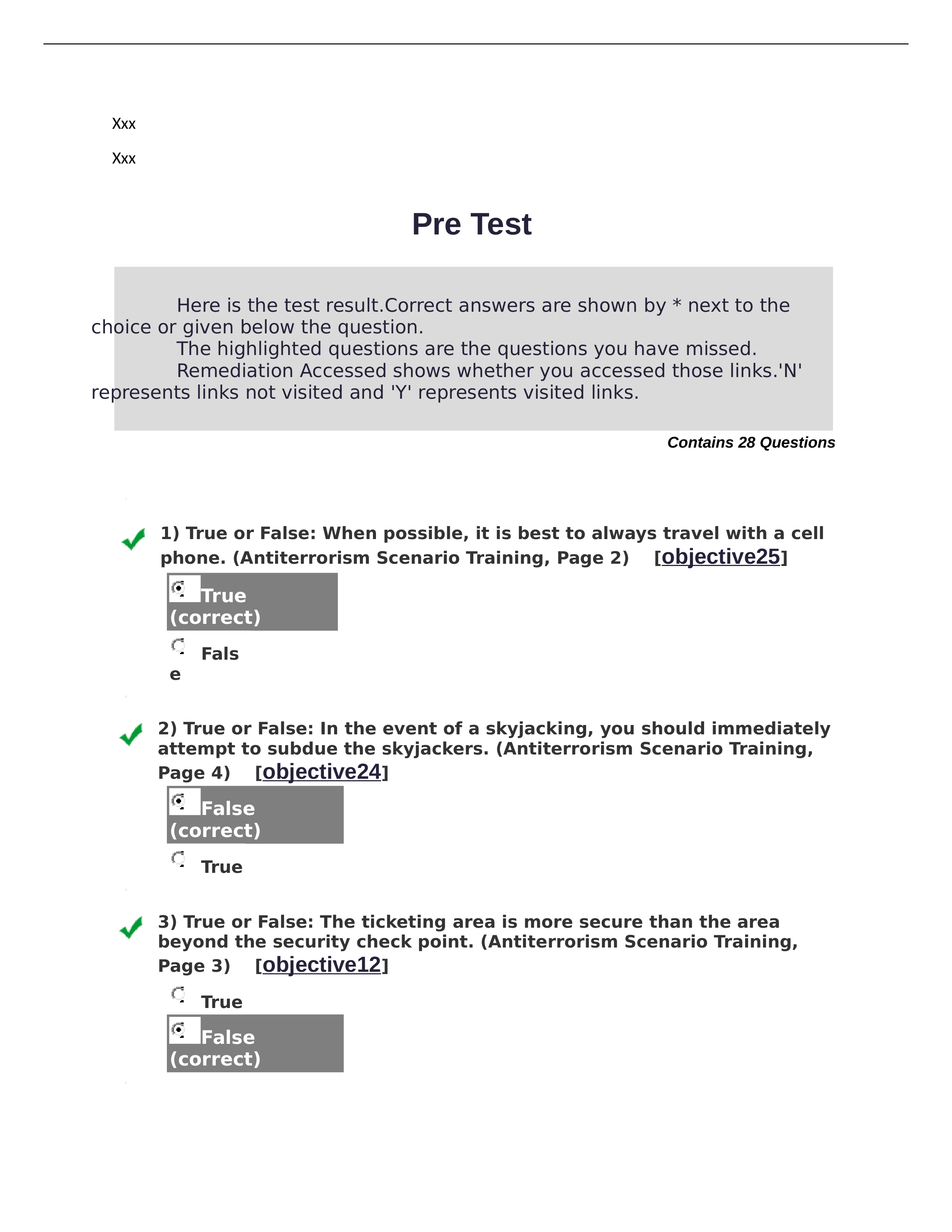 Final Exam Answers for the  -  Level I Antiterrorism Awareness Training (2 hrs) mandatory training c_dt9yv8zt6um_page1