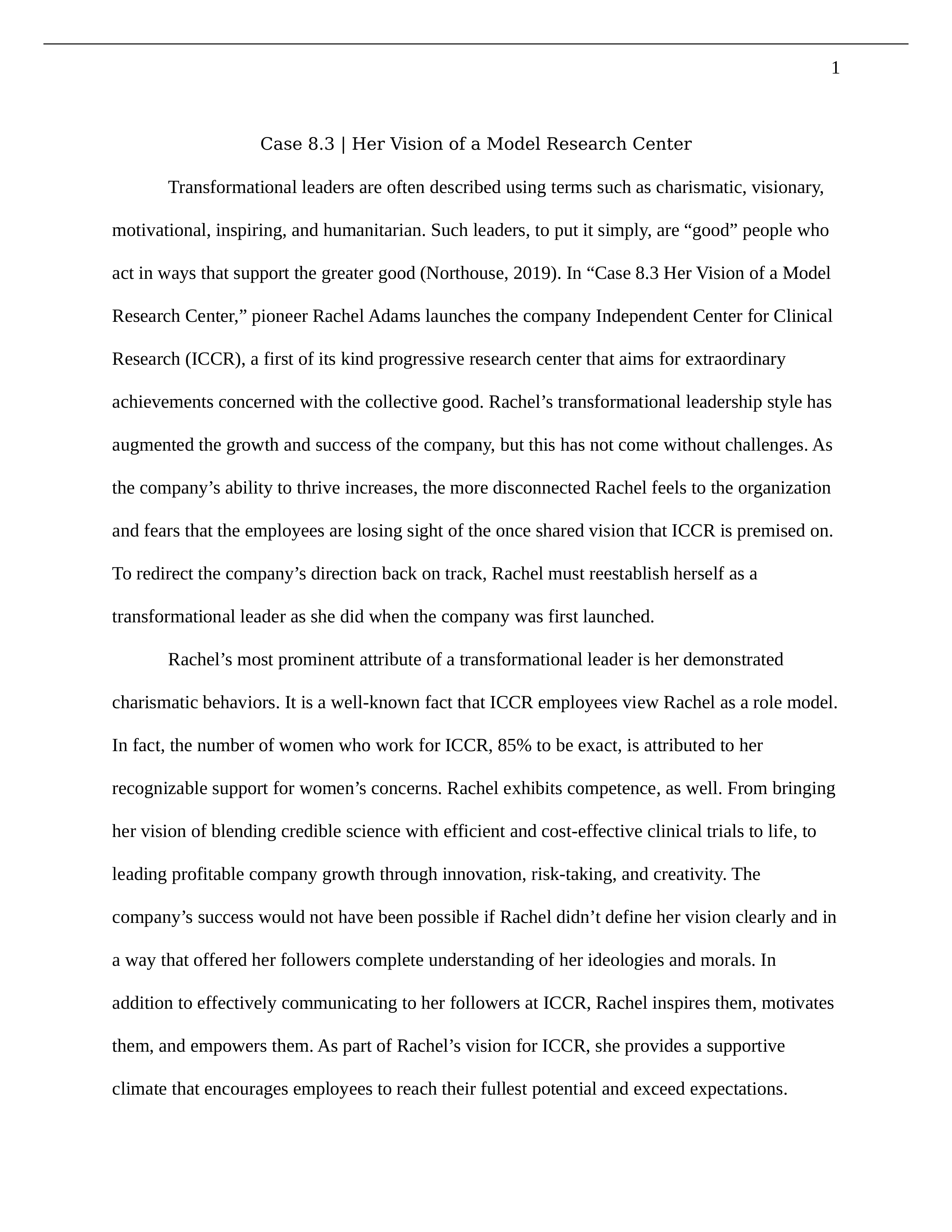 MGT450_Case 8.3 - Her Vision of a Model Research Center_ESSAY FORMAT.docx_dthb220gocg_page1