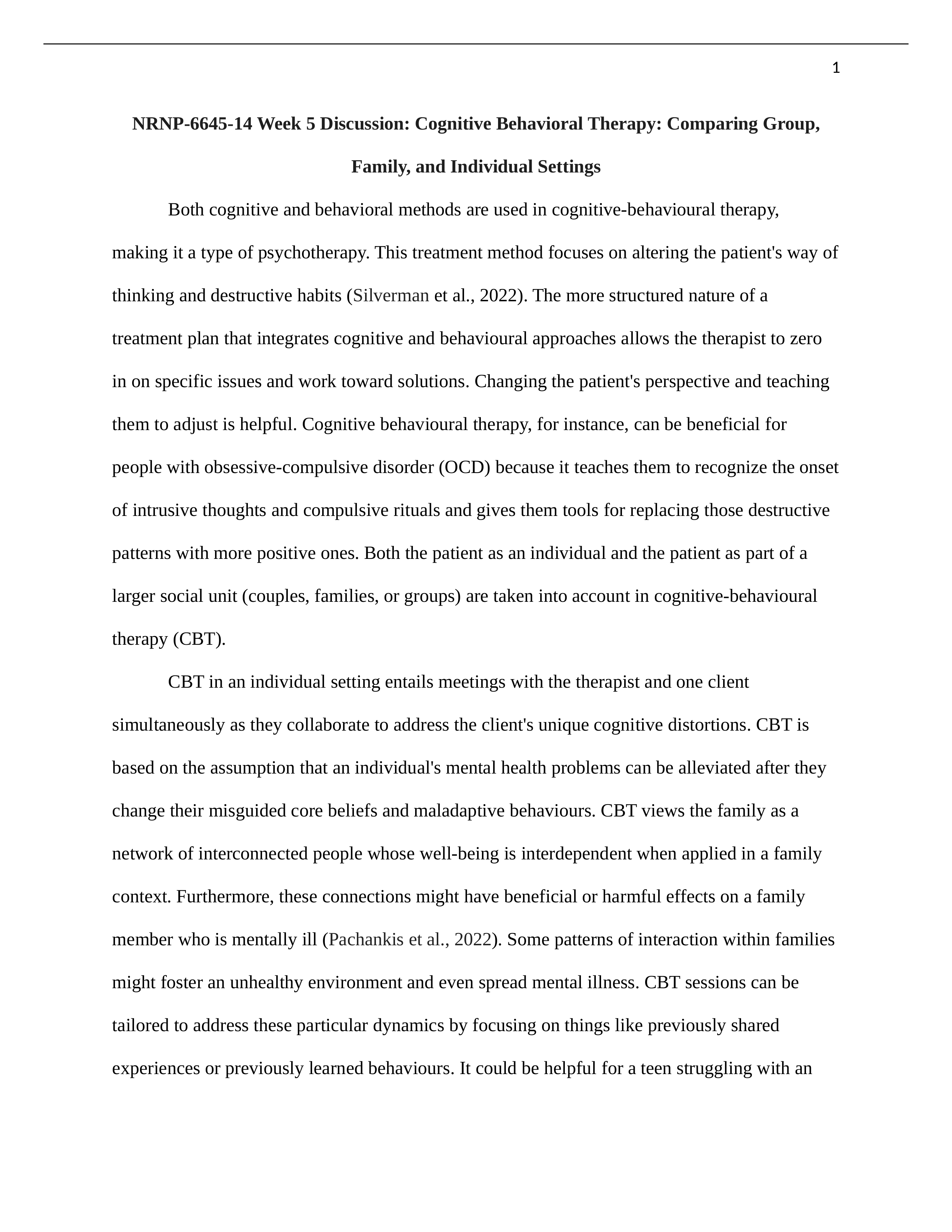 NRNP-6645-14 Week 5 Discussion- Cognitive Behavioral Therapy- Comparing Group, Family, and Individua_dv398adup5u_page1