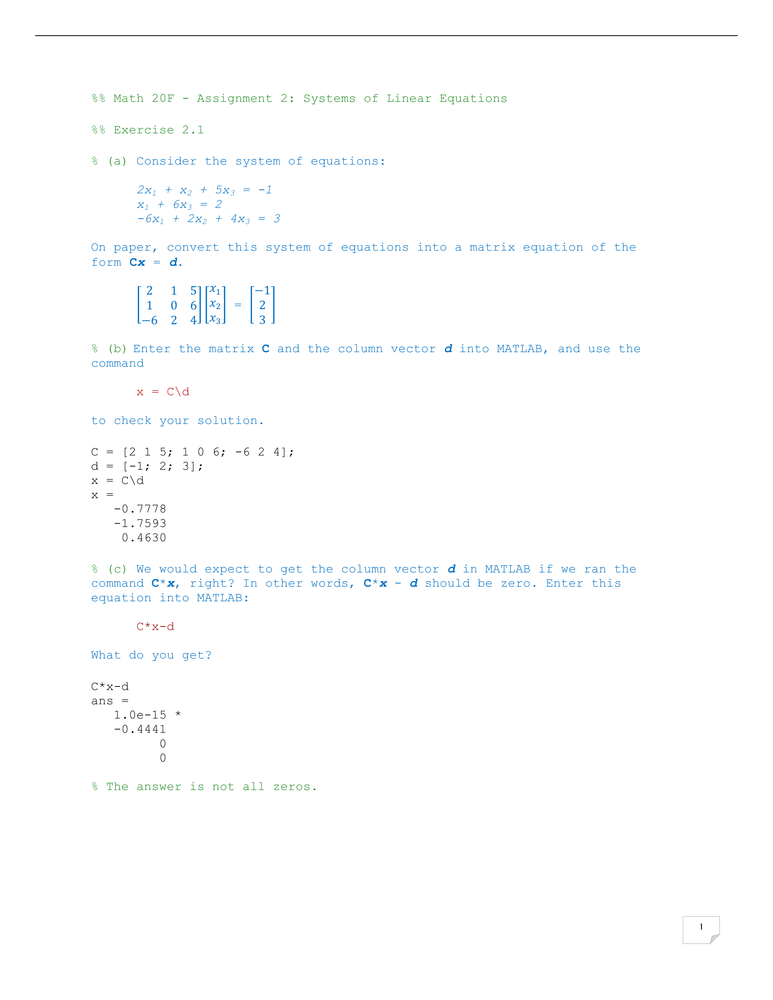 rednincha MATLAB assignment 2_dv9almfcvds_page1