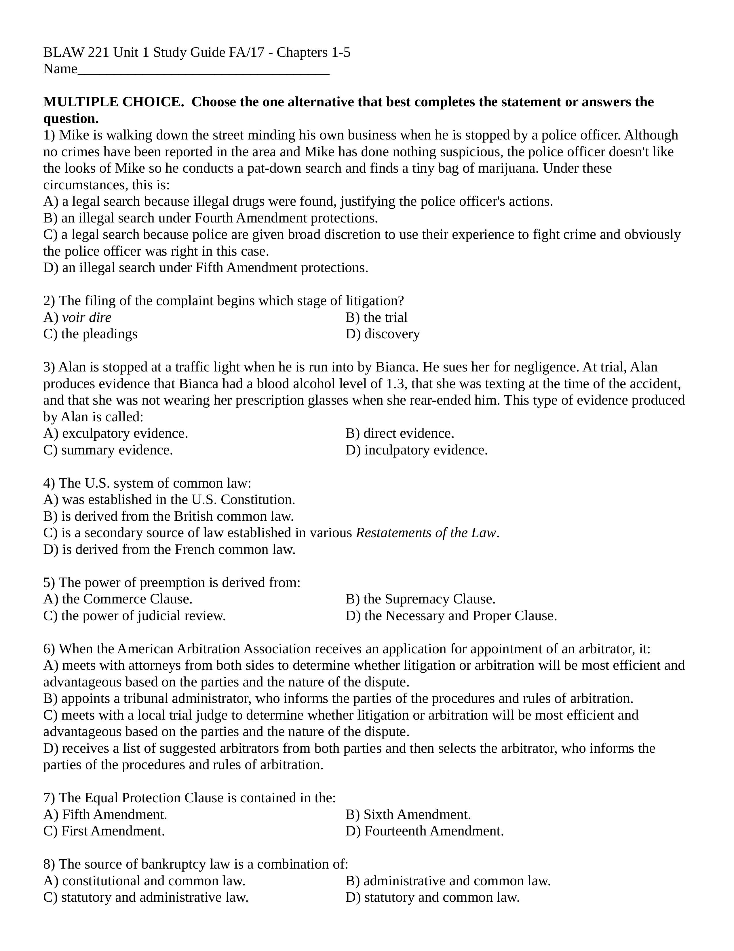 BLAW 221 Unit 1 Study Guide FA17.docx_dvixq4xz0z2_page1