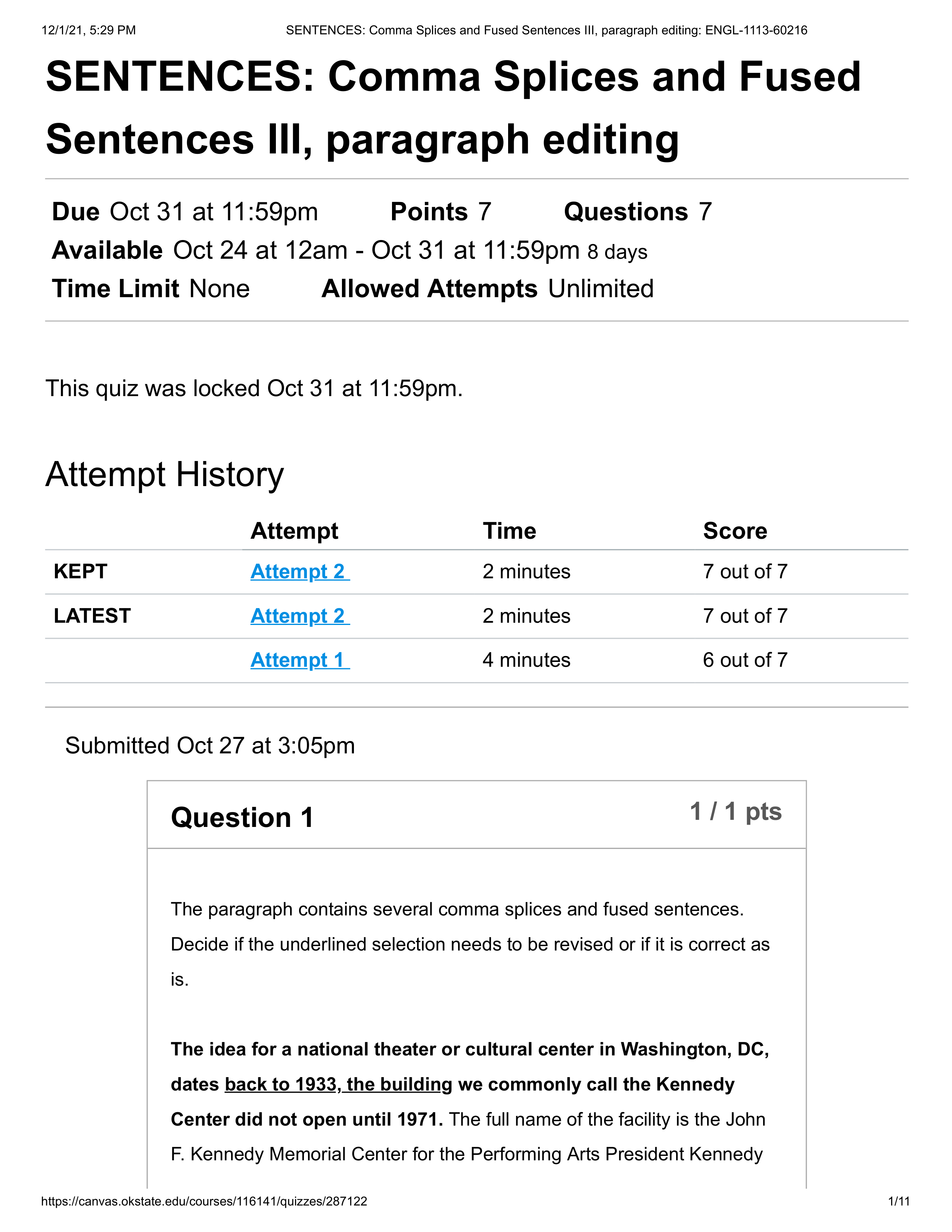 SENTENCES_ Comma Splices and Fused Sentences III, paragraph editing_ ENGL-1113-60216_7of7.pdf_dw8zubjfo5m_page1