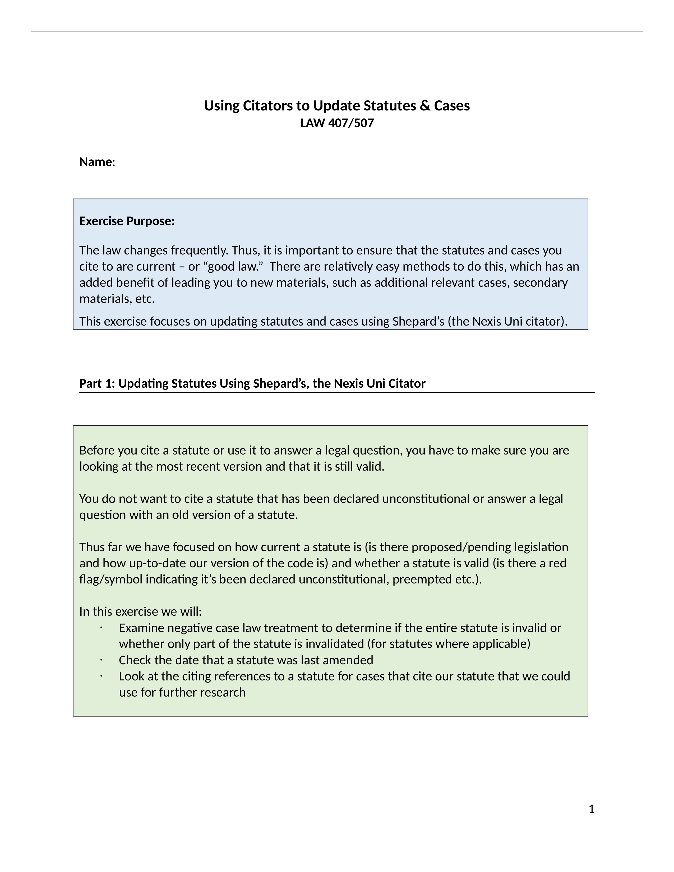 Using Citators to Update Statutes-Cases (5.1) - Major Research Exercise.docx_dxq47t0yk1l_page1