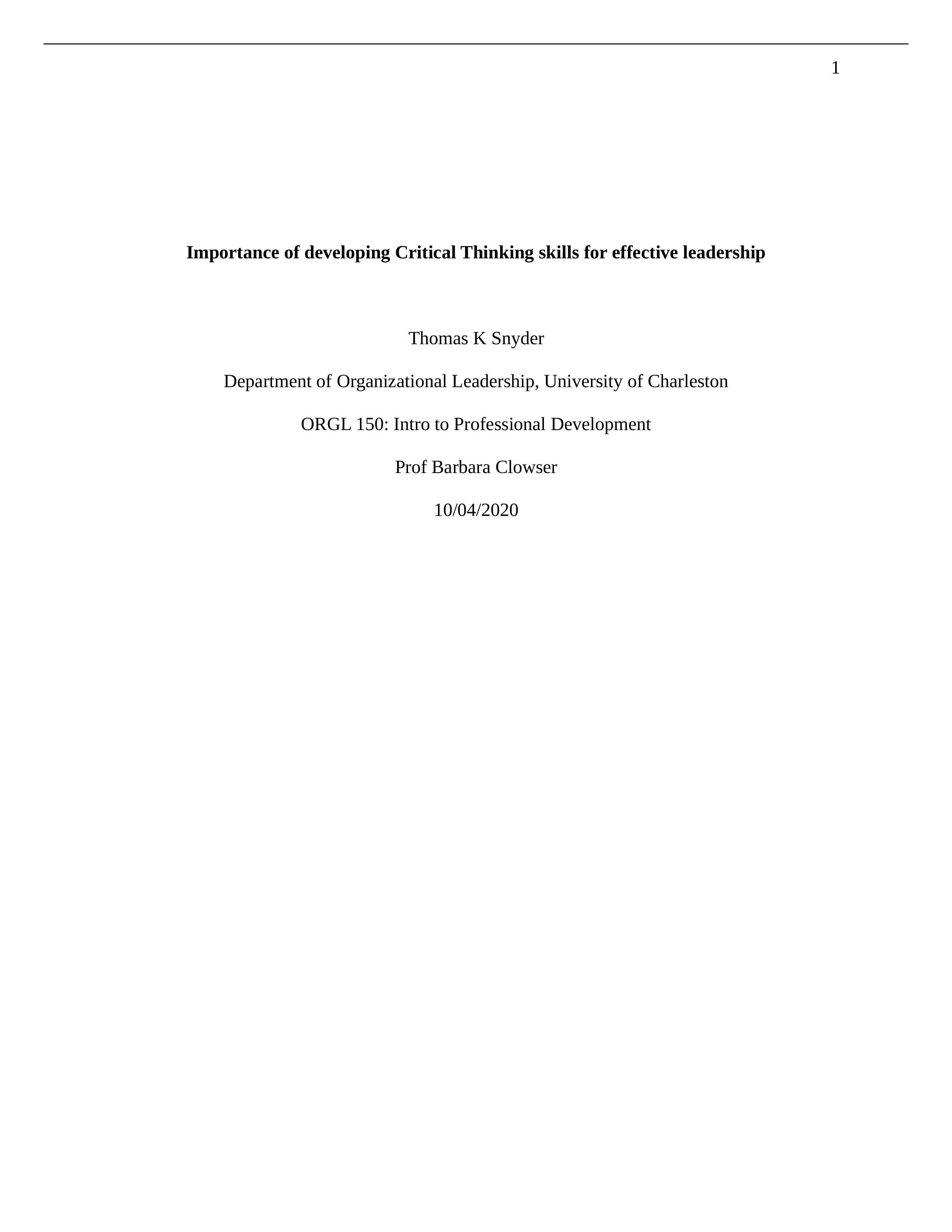 Importance of developing Critical Thinking skills for effective leadership - Snyder.docx_dxrx6a5td37_page1