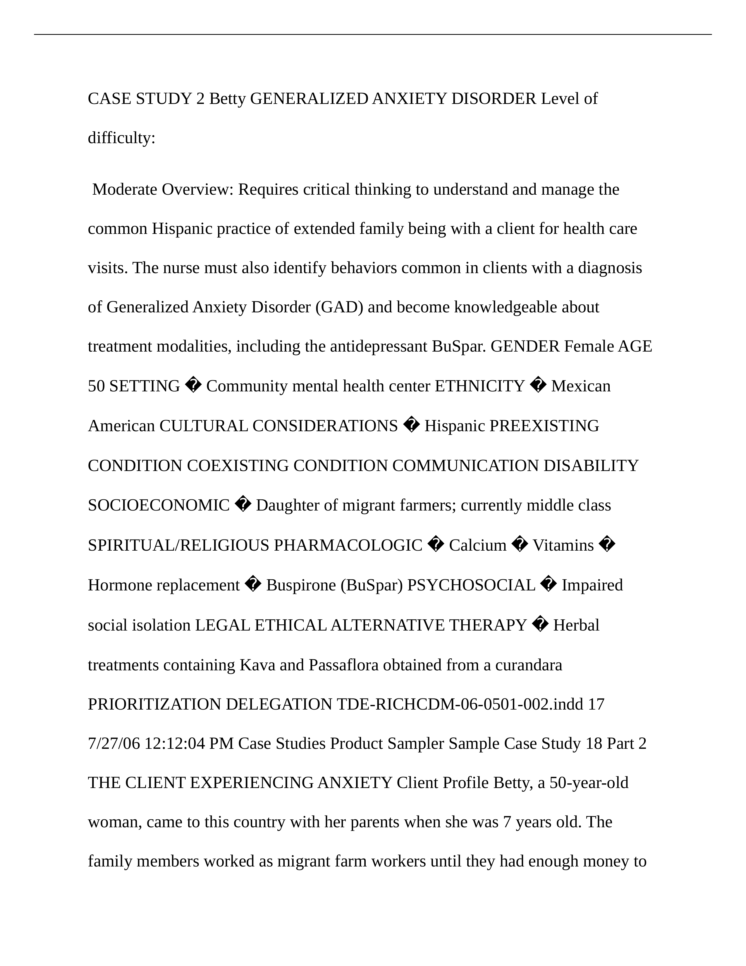 CASE STUDY 2 Betty GENERALIZED ANXIETY DISORDER Level of difficulty I.docx_dxslc1sq5hj_page1