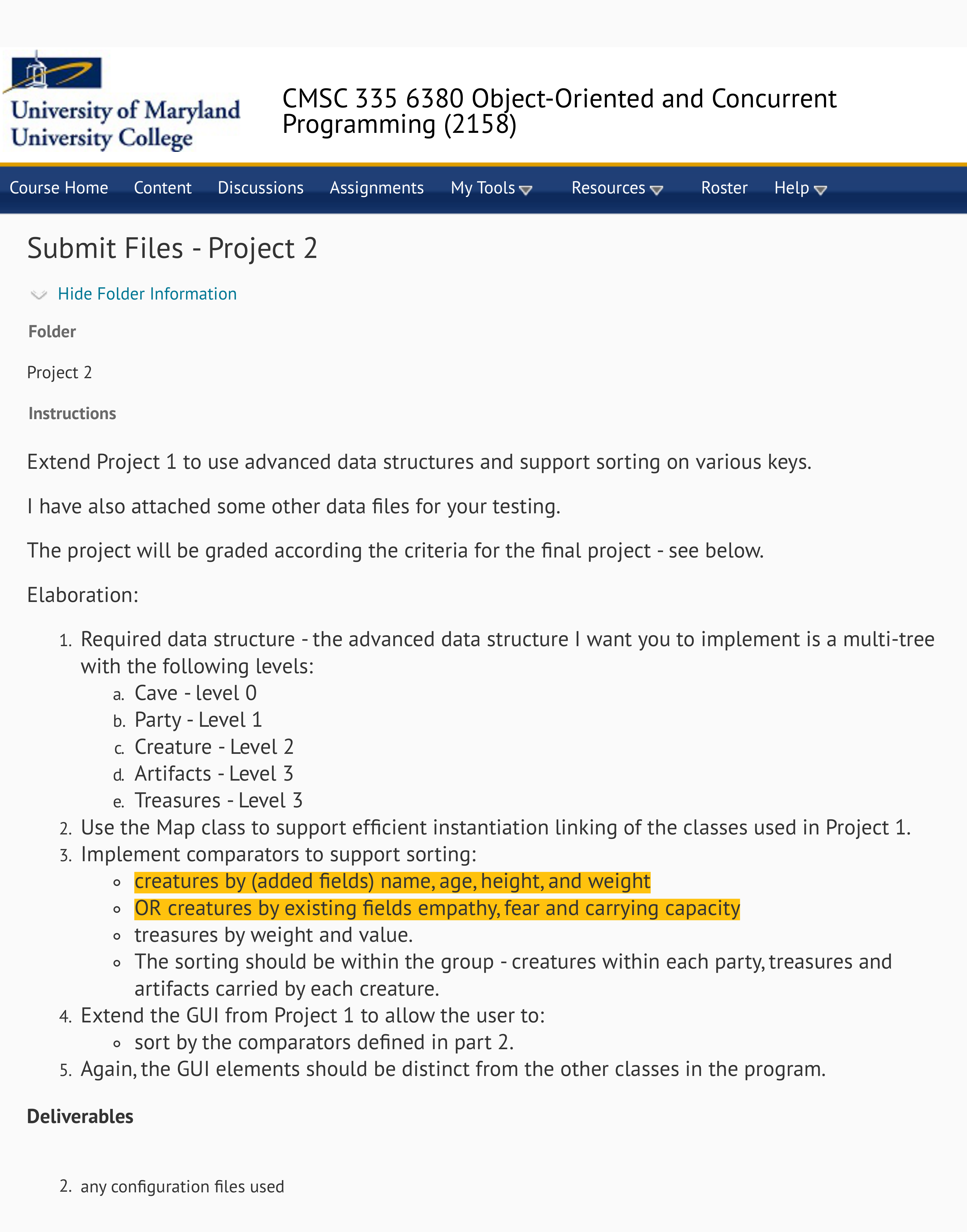 Project 2 - CMSC 335 6380 Object-Oriented and Concurrent Programming (2158) - UMUC Le_dya6iydan05_page1