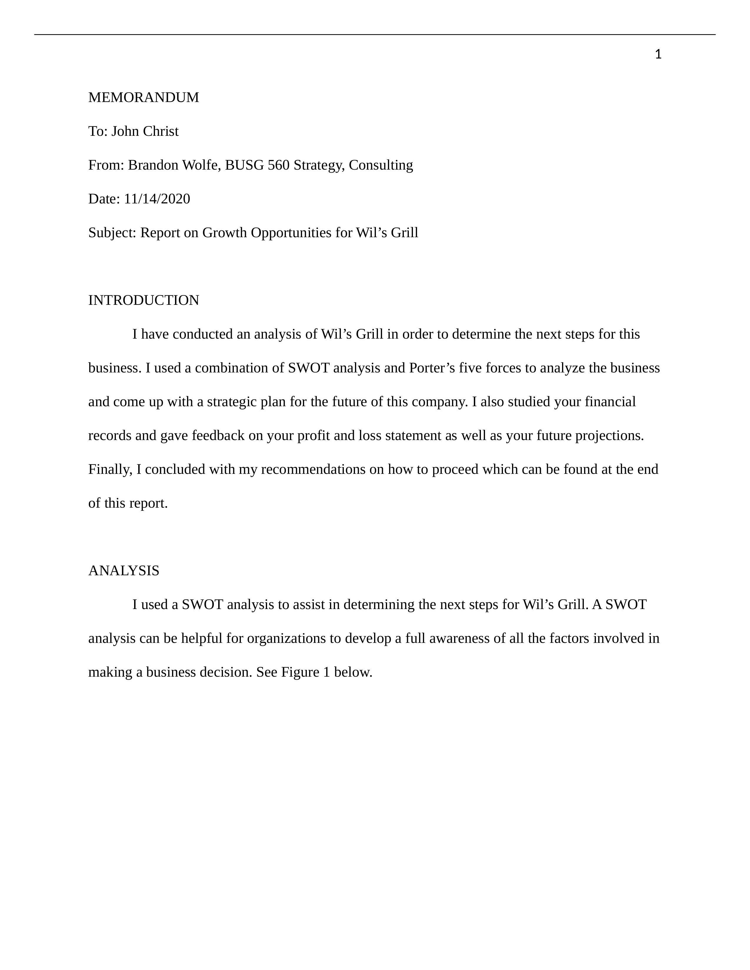 Wil's Grill Case Analysis - Brandon Wolfe.docx_dyrlpm6pgg2_page1