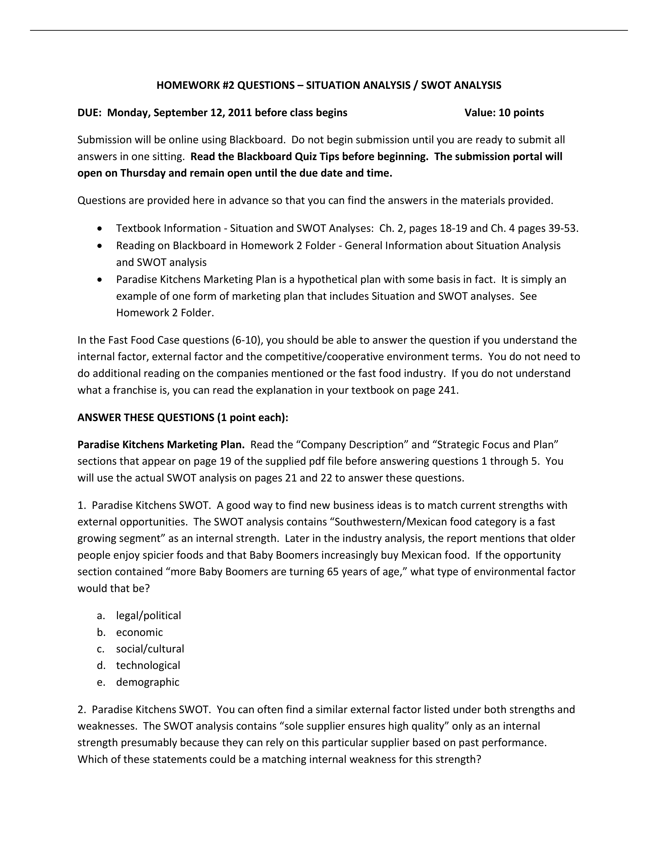 Homework  2 Questions - Situation Analysis SWOT_dyvvkdll5p9_page1